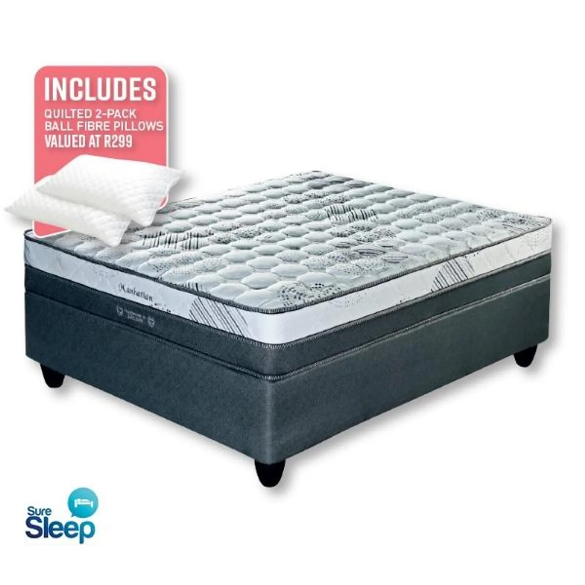 SureSleep Manhattan 152cm Firm B/Set + 2 Pillows