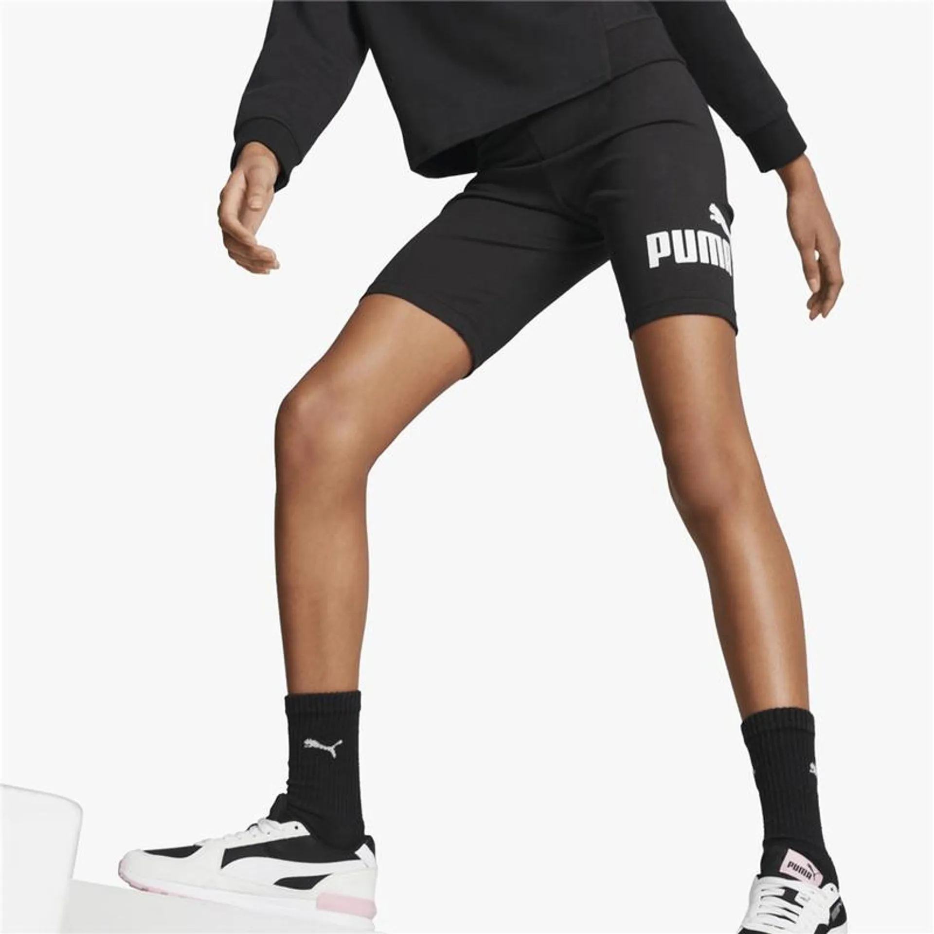 Girls Puma Essential Logo Black Short Leggings