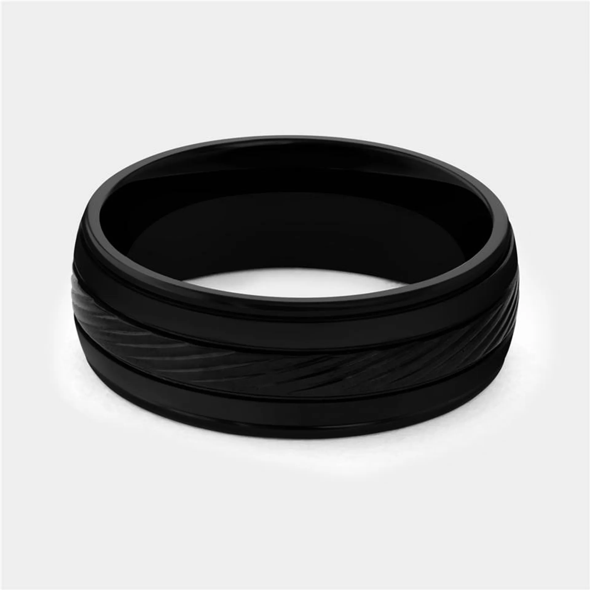 Stainless Steel Black Plated Multi Pattern Ring