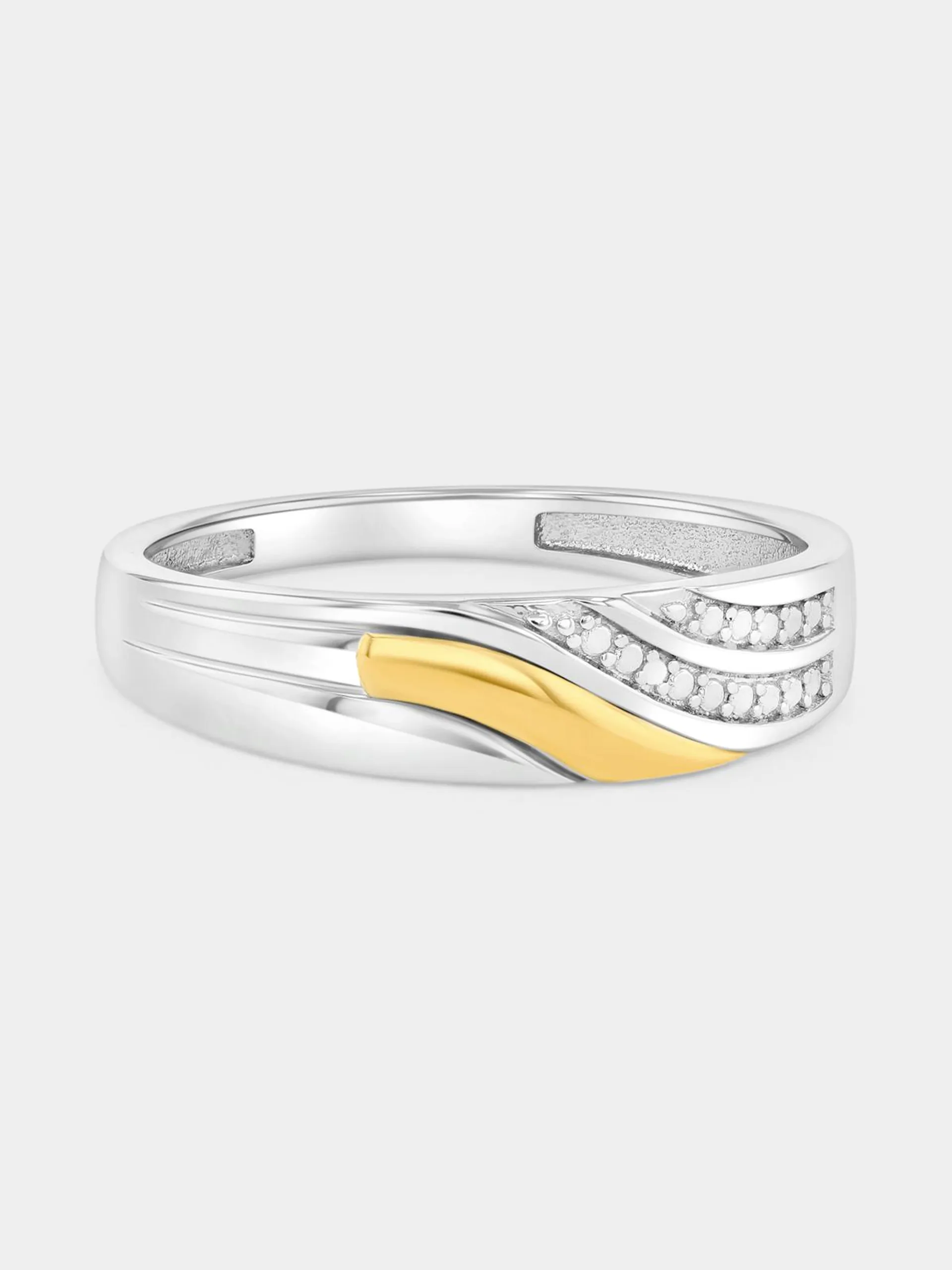 Yellow Gold & Sterling Silver Diamond Wave Ring