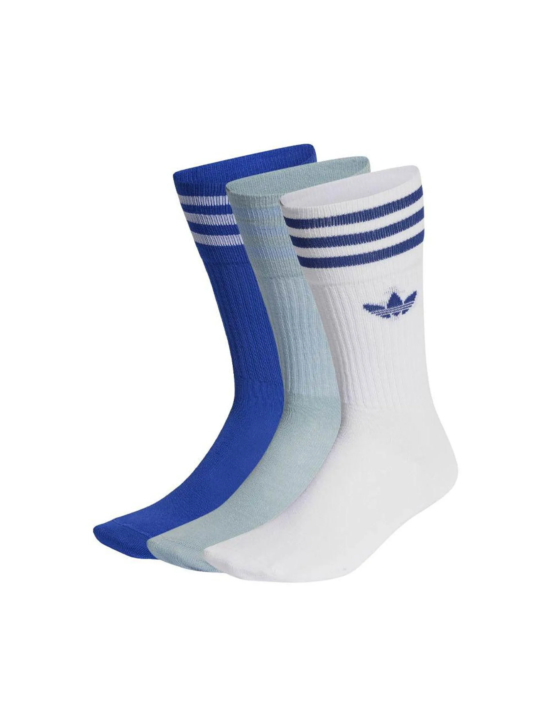 adidas Originals Solid Crew 3 Pack Socks White Blue