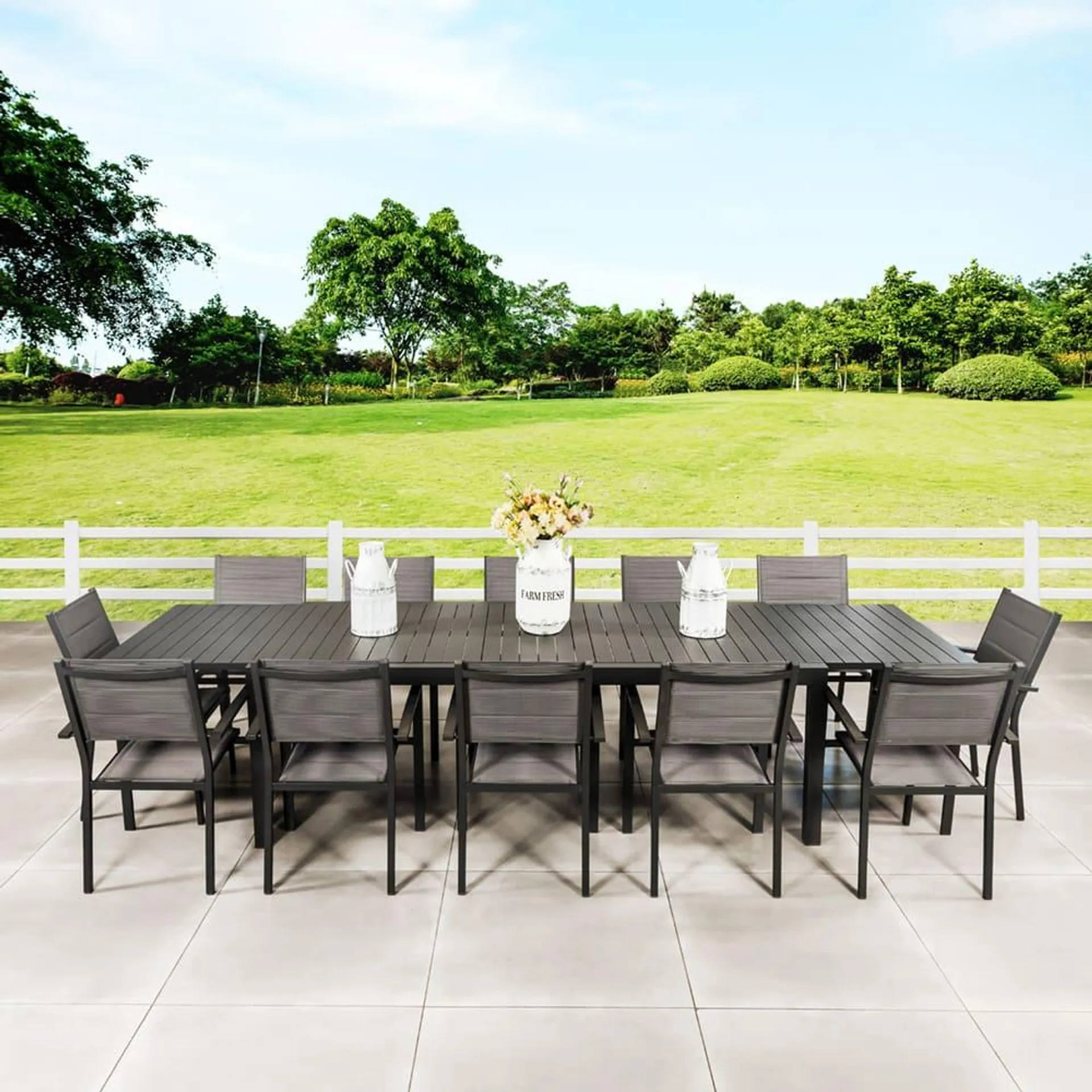 Bon 12-Seater Extendable Dining Set Charcoal