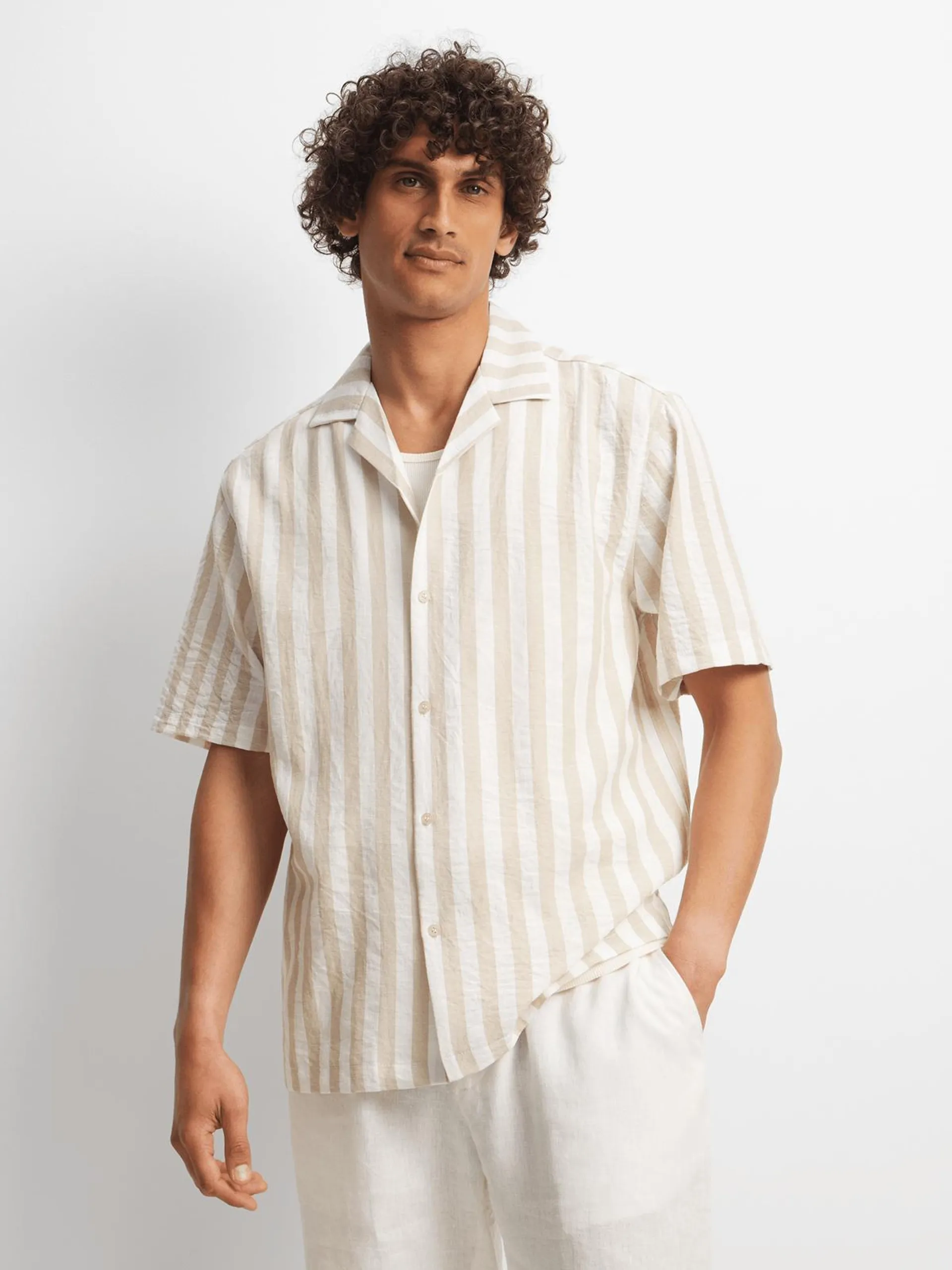 Jet Men's Tan/White Stripe Shirt