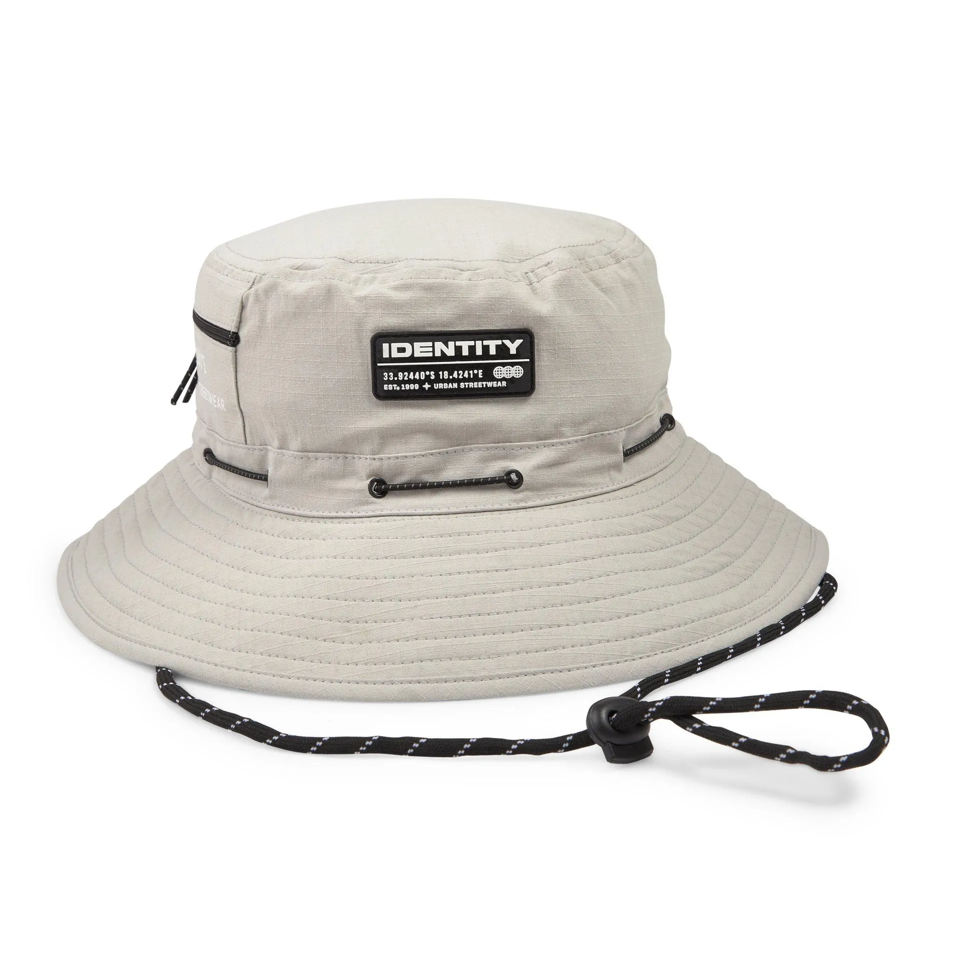 Grey Wide Brim Bucket Hat