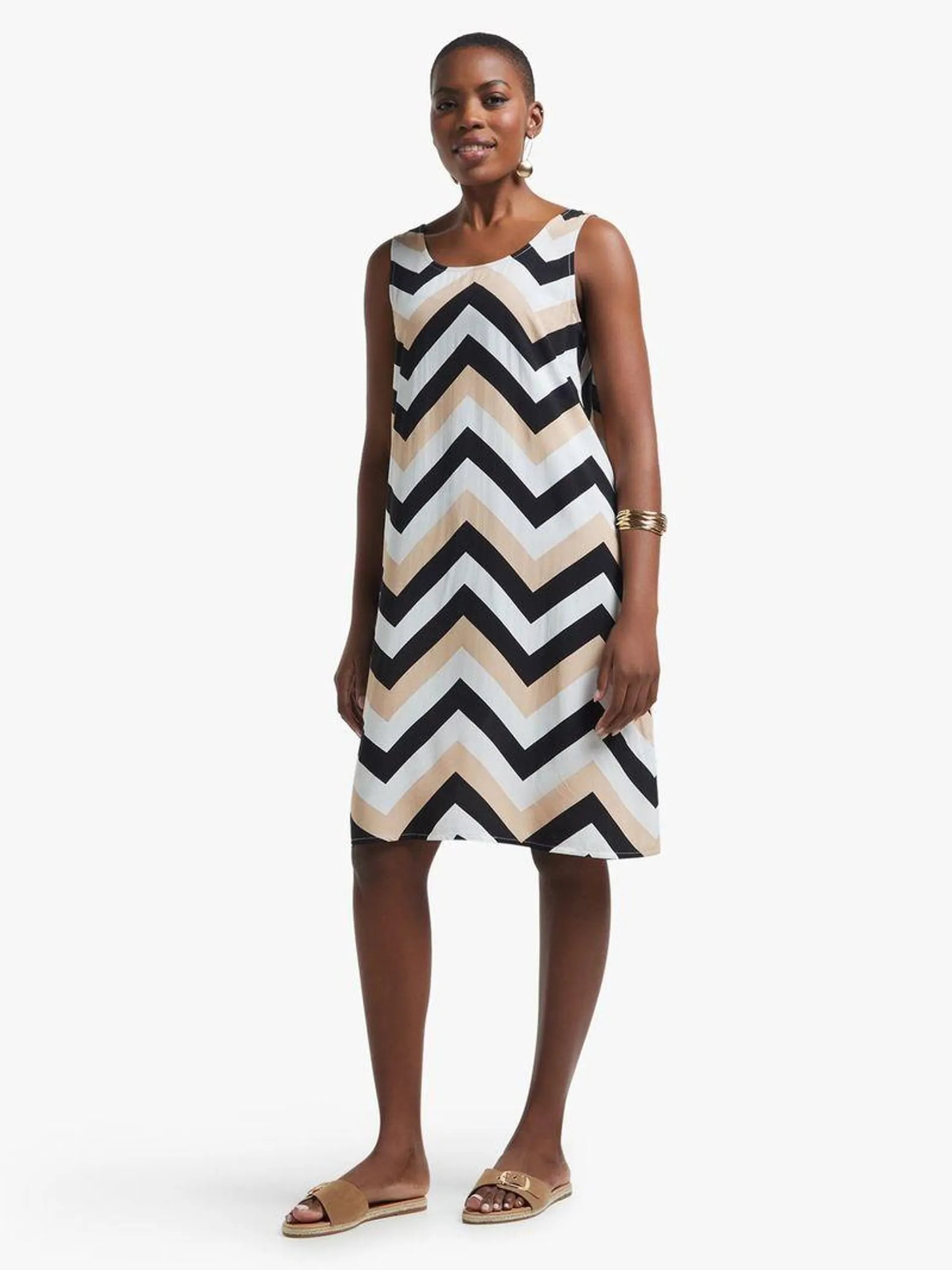 Jet Women's Black/Stone Chevron Print Easy Vest Dress