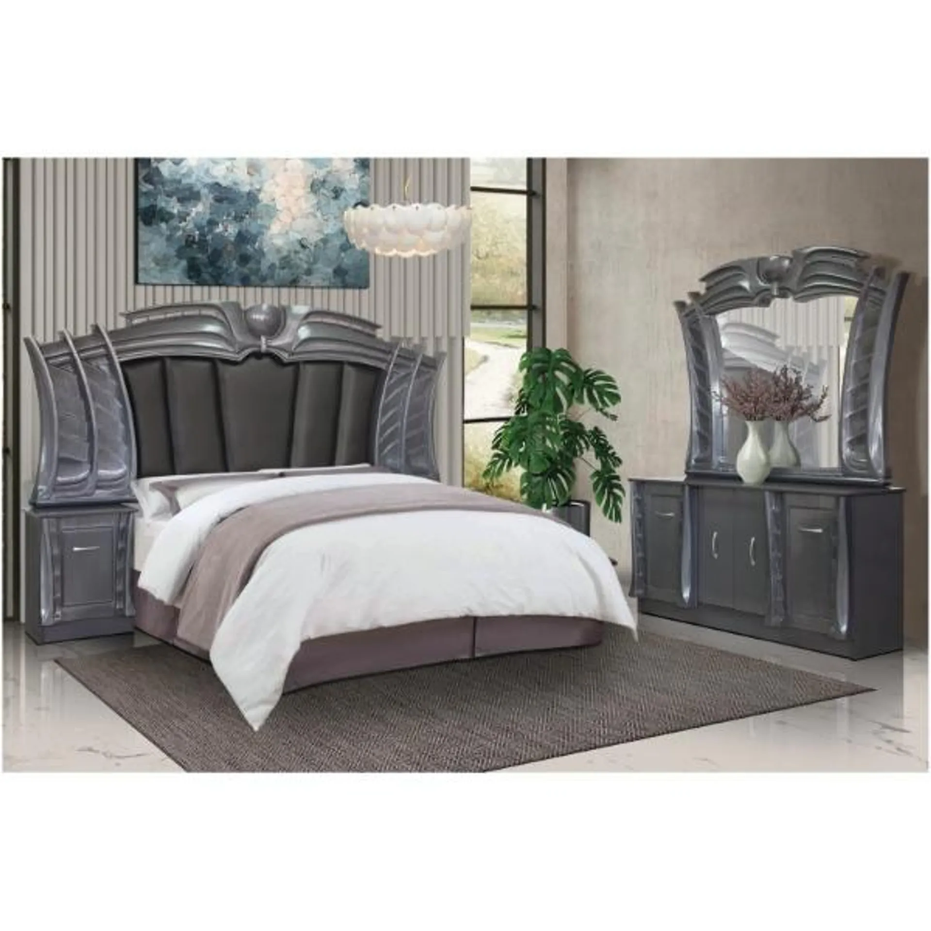 Ginelli 4Pce Bedroom Suite Pewter