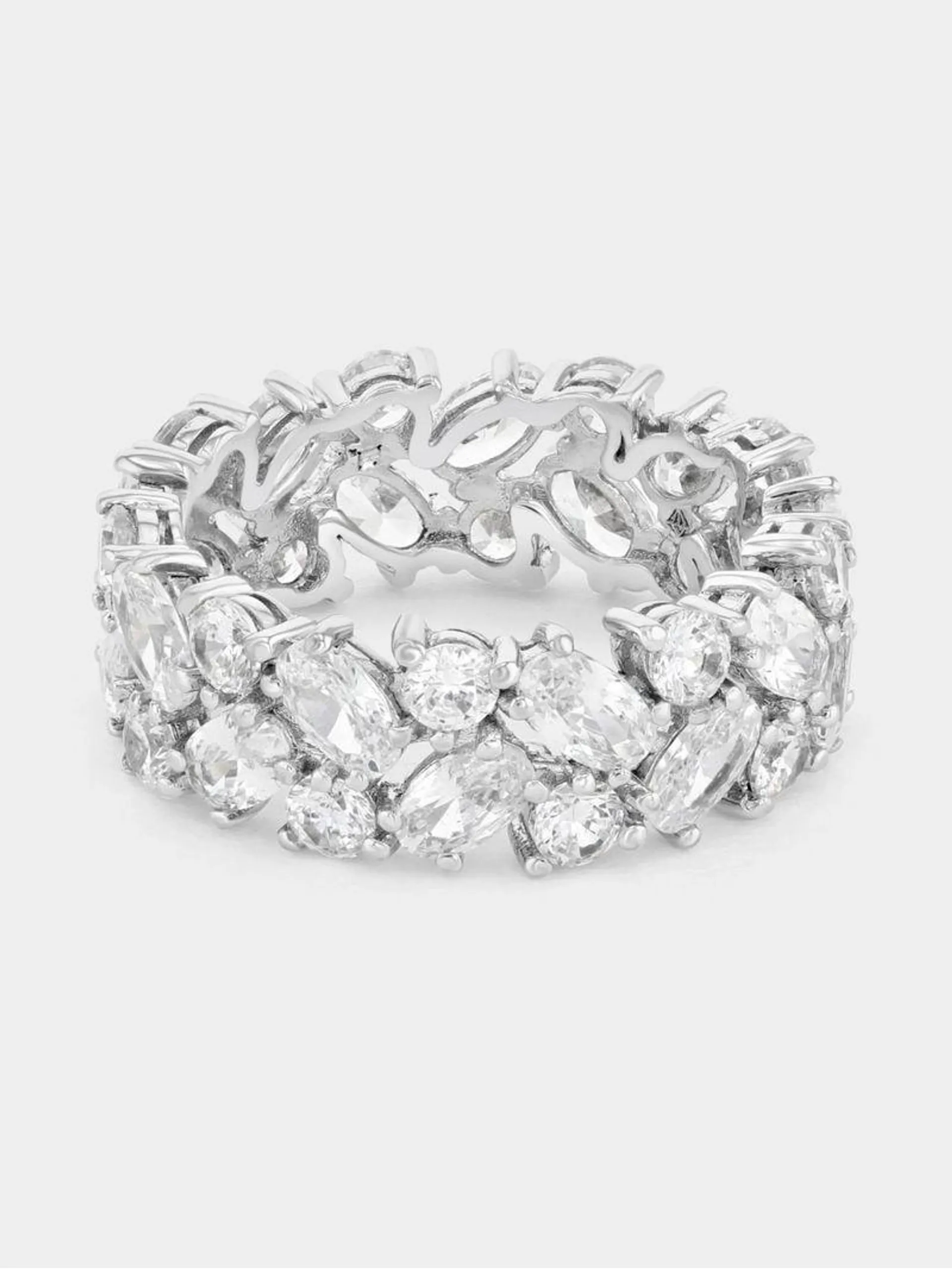 Cheté Sterling Silver Cubic Zirconia Fancy Cut Eternity Ring