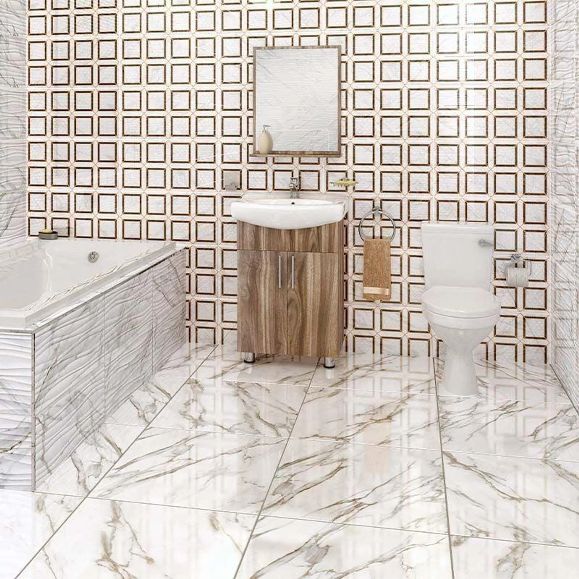 Elizabeth Gold Shiny Ceramic Wall Tile 300mm x 600mm A-Grade