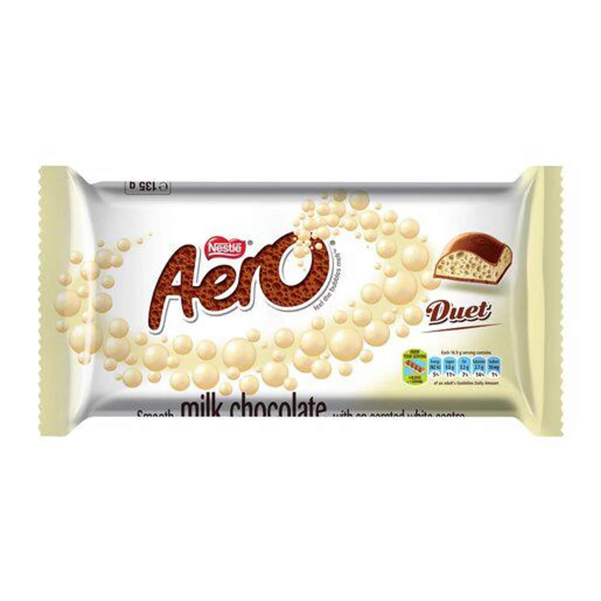 Nestle Aero Duet Smooth Milk Choc with a White Aerated Centre 135g