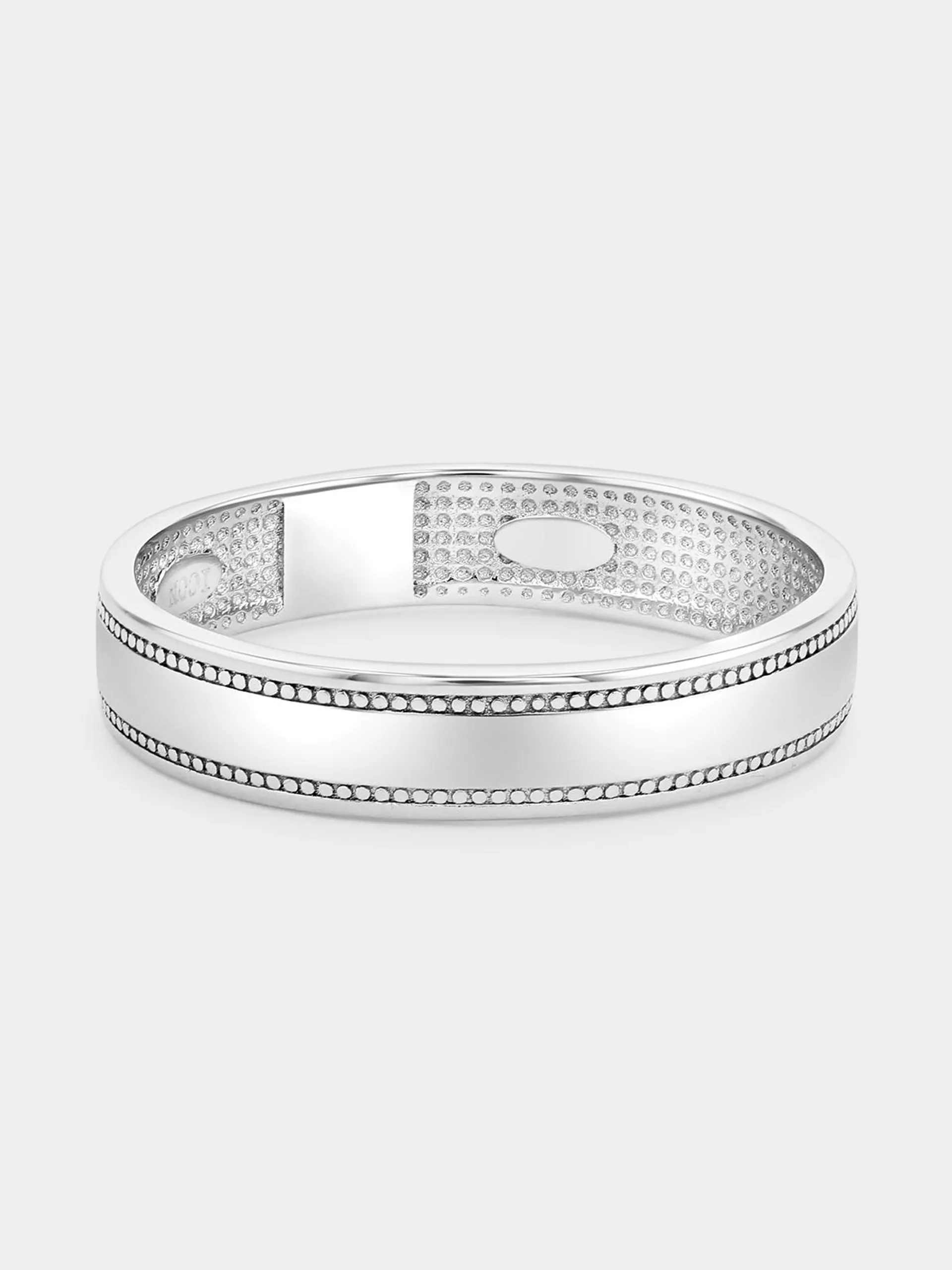 Sterling Silver Groove Edge Wedding Band