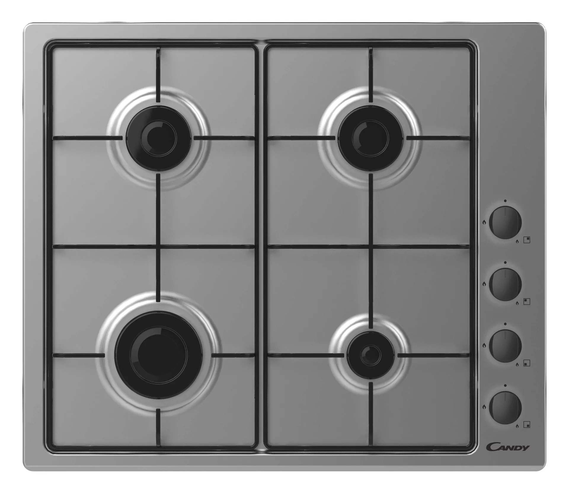 Candy 60cm Gas Hob 4 Burners and Enameled Grids
