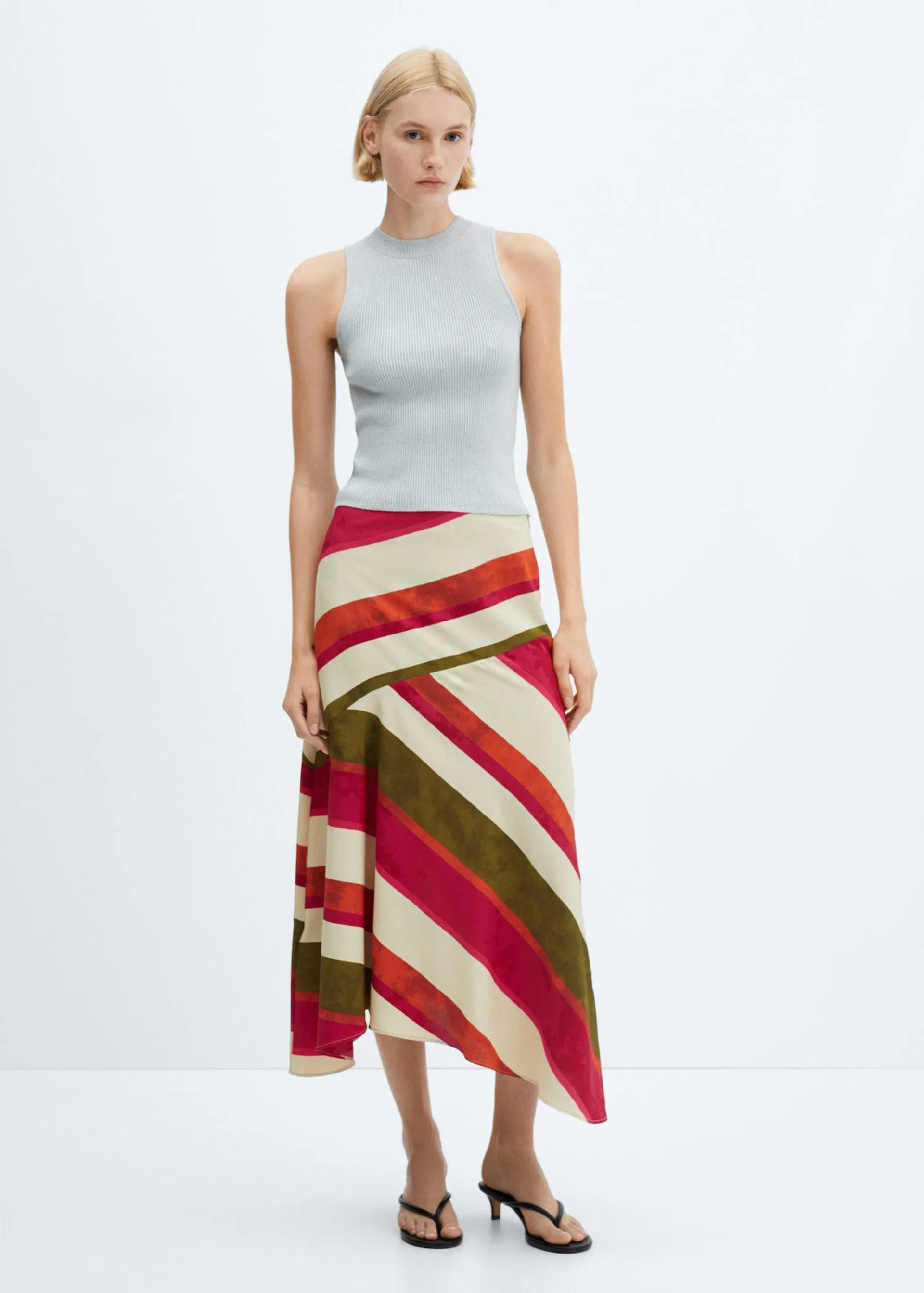 Striped satin skirt