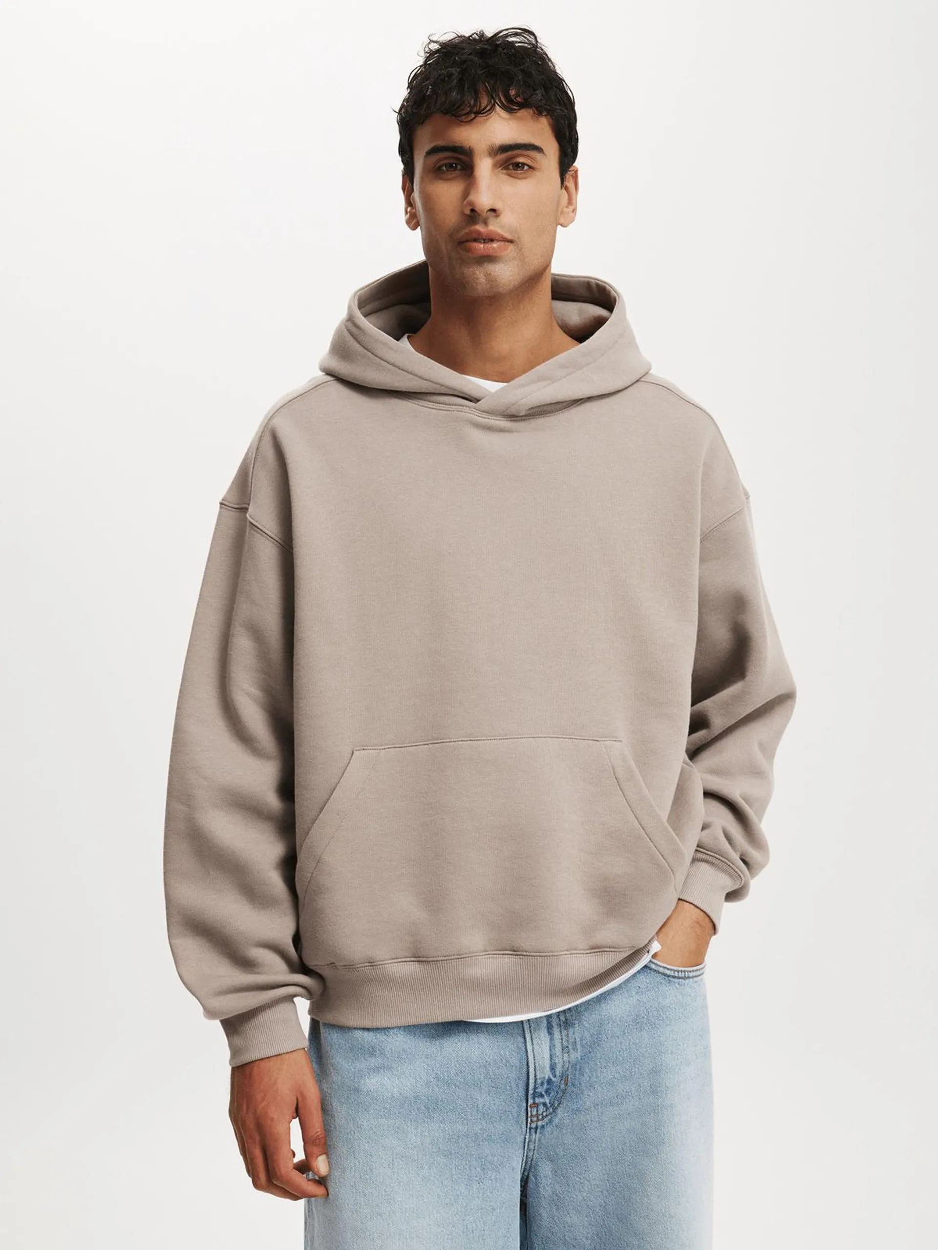 Men's Cotton On BEIGE Box Fit Hoodie