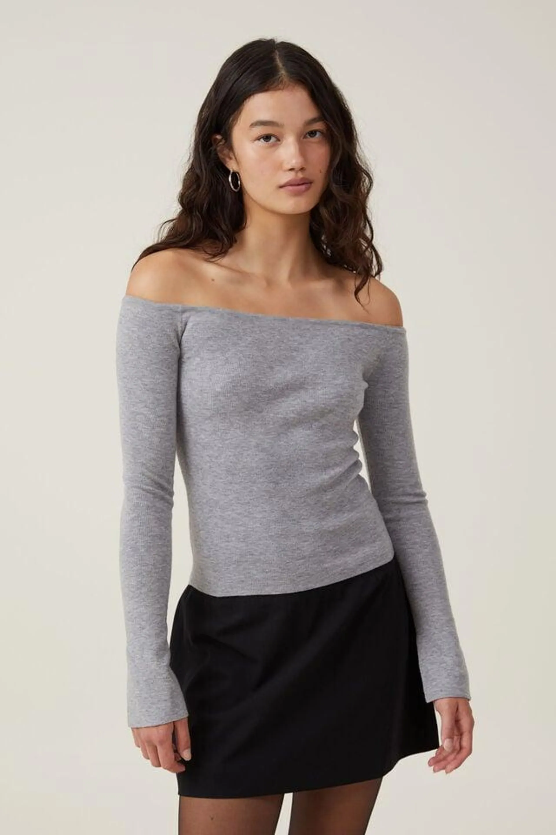 Everfine Split Sleeve Off Shoulder