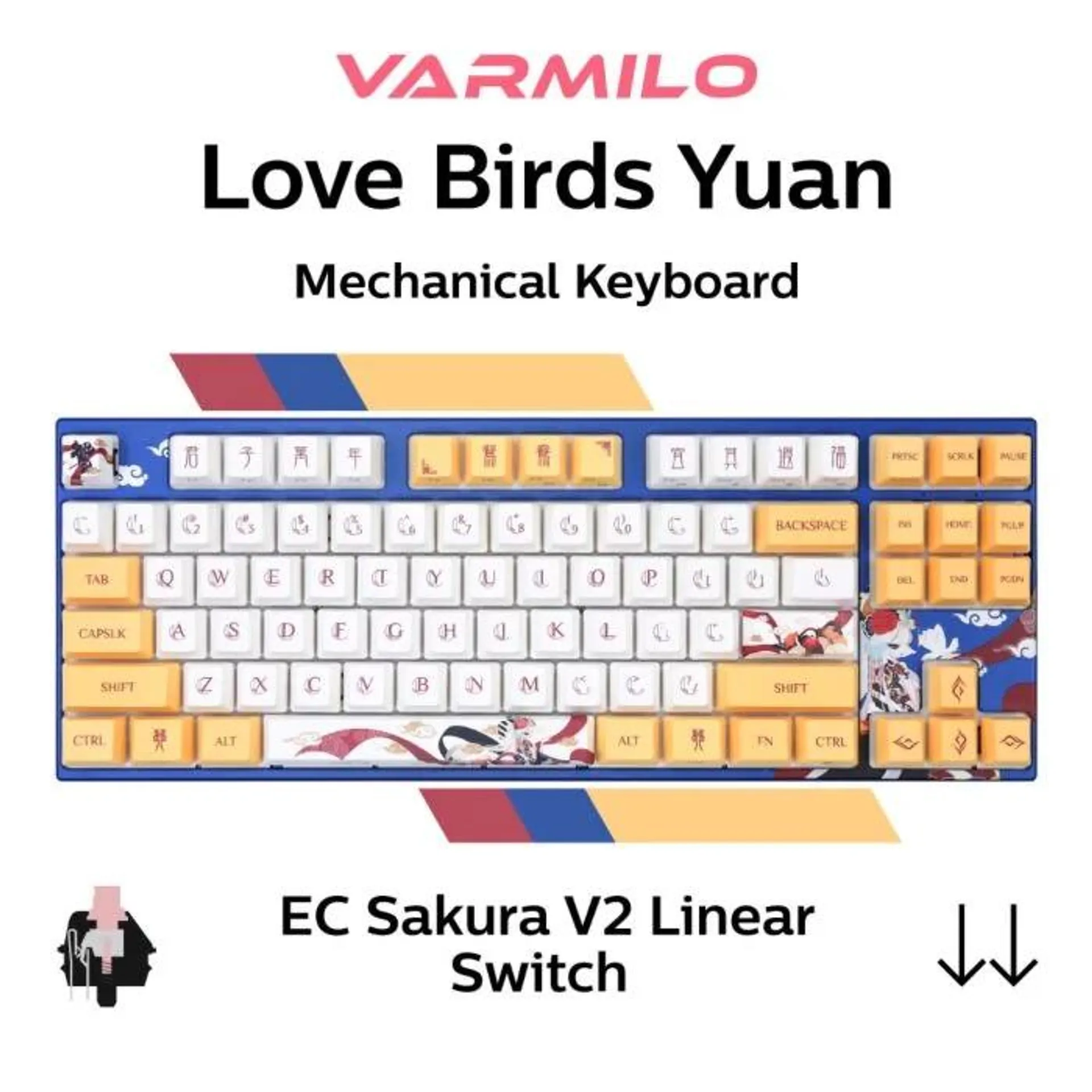 Varmilo MA87 V2 Love Birds Yuan EC Sakura V2 A33A001A9A3A01A001 TKL Size Mechanical Keyboard