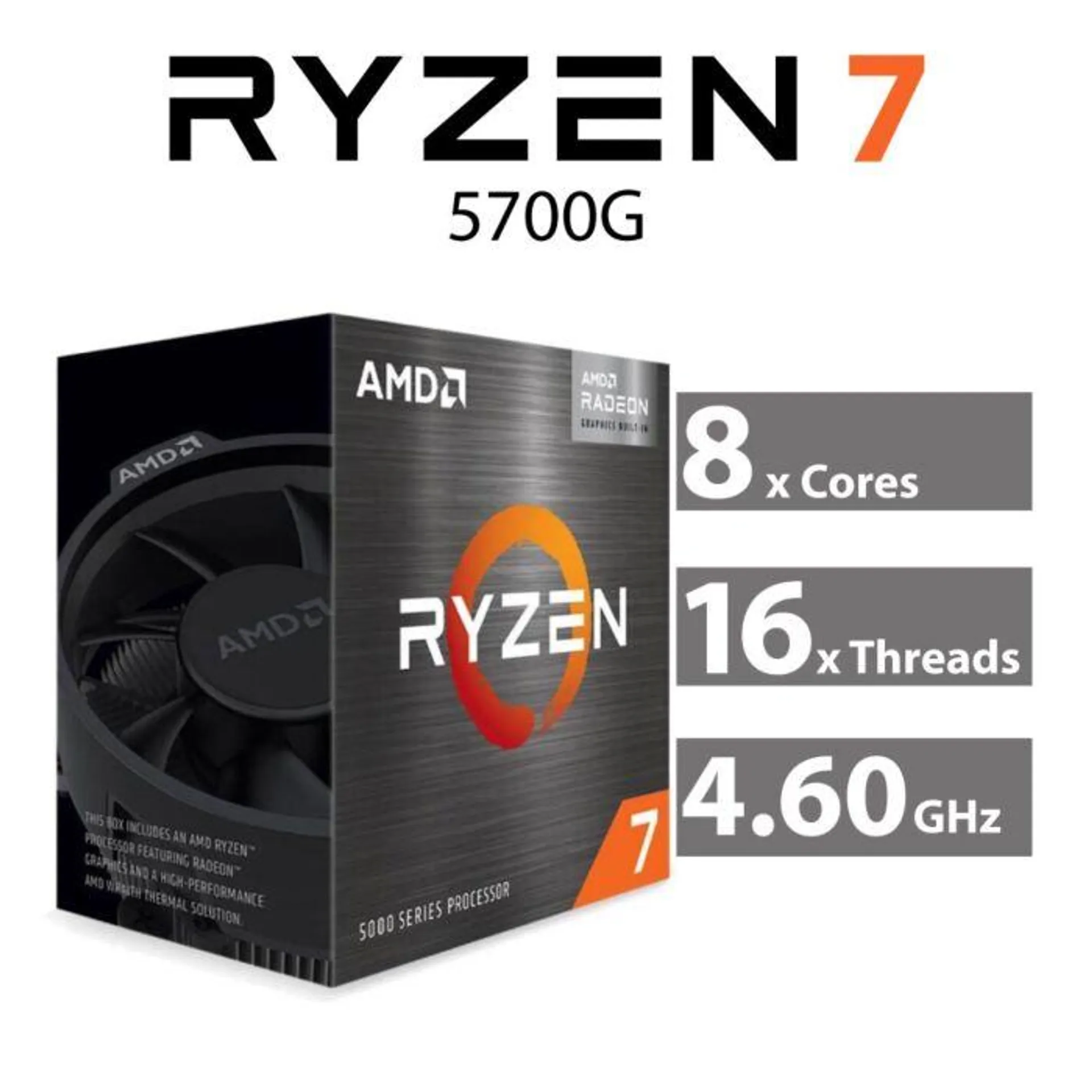 AMD Ryzen 7 5700G Cezanne 8-Core 3.80GHz AM4 65W 100-100000263BOX Desktop Processor