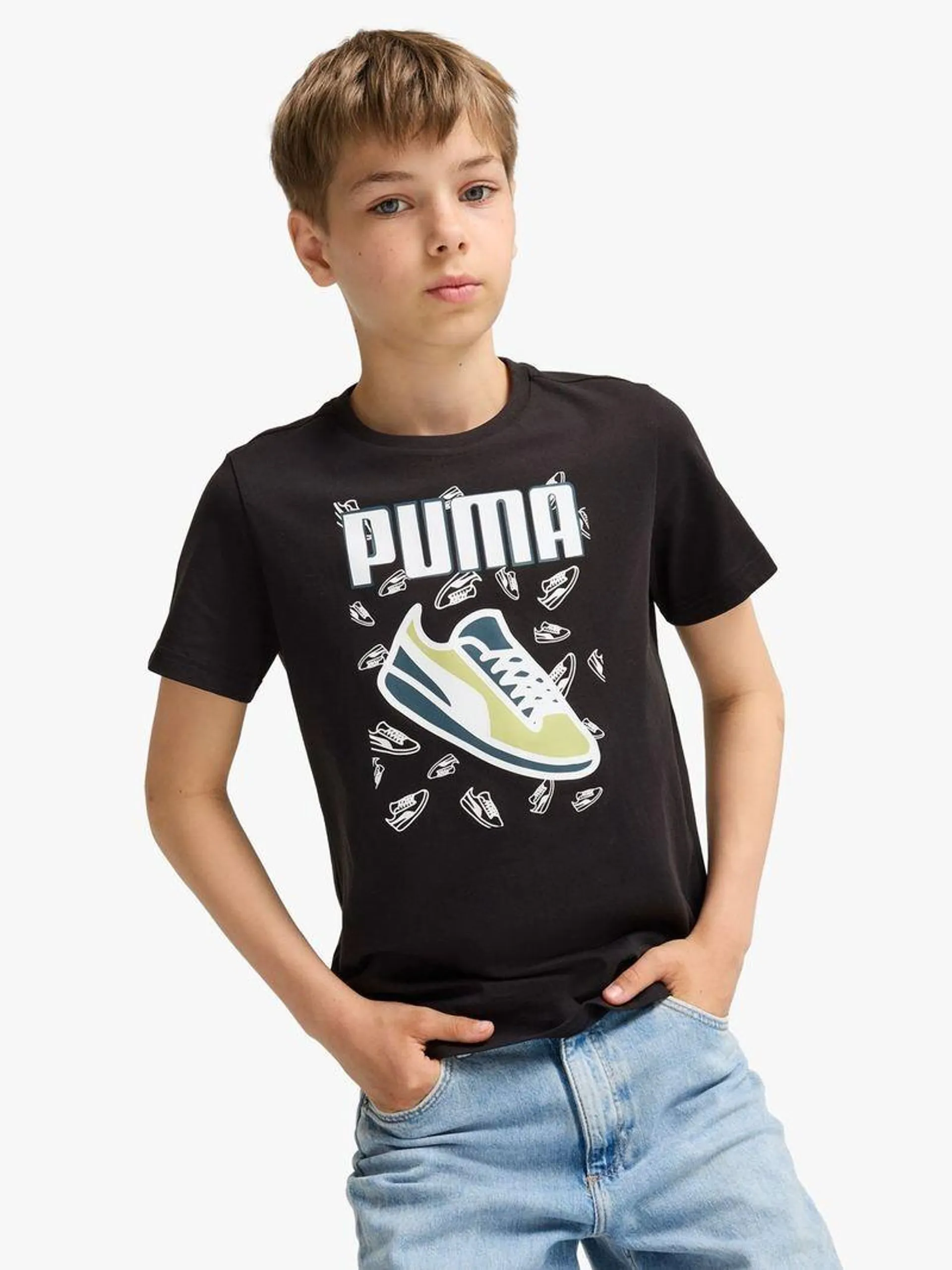 Puma Unisex Youth Essential Logo Lab Graphic Black T-shirt