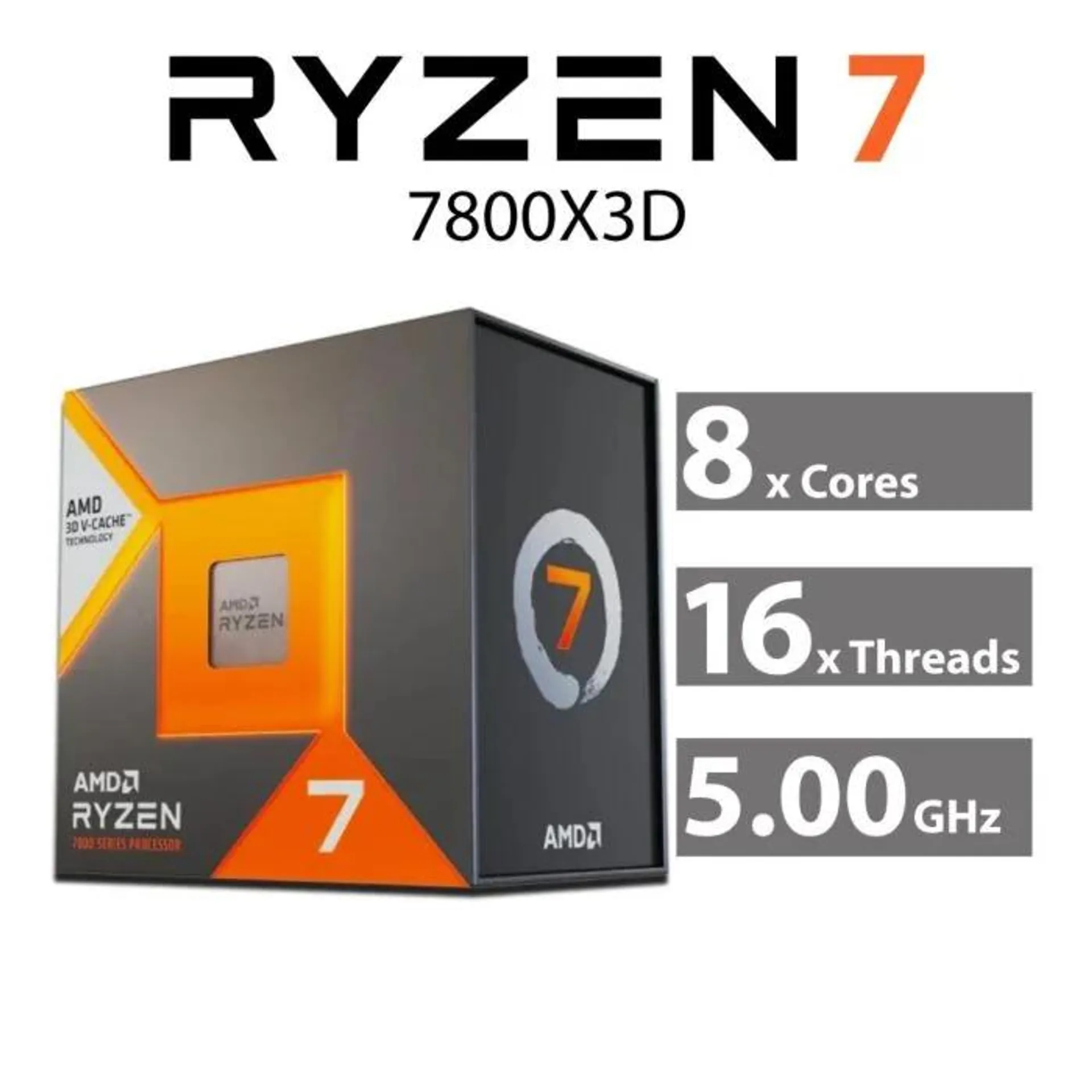 AMD Ryzen 7 7800X3D Raphael 8-Core 4.20GHz AM5 120W 100-100000910WOF Desktop Processor