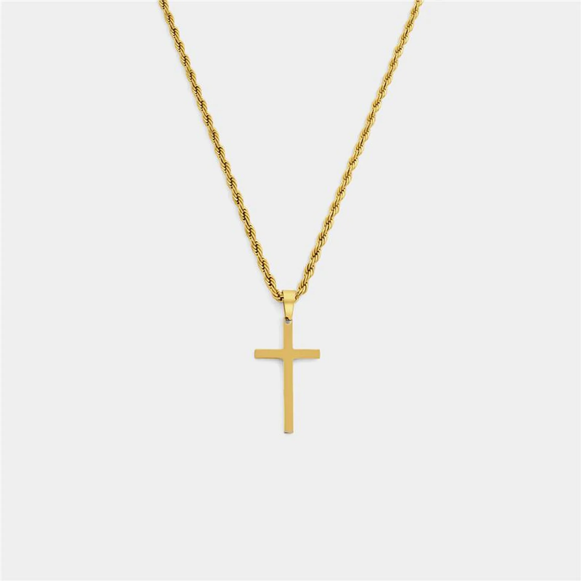 Stainless Steel Rope Chain Cross Pendant