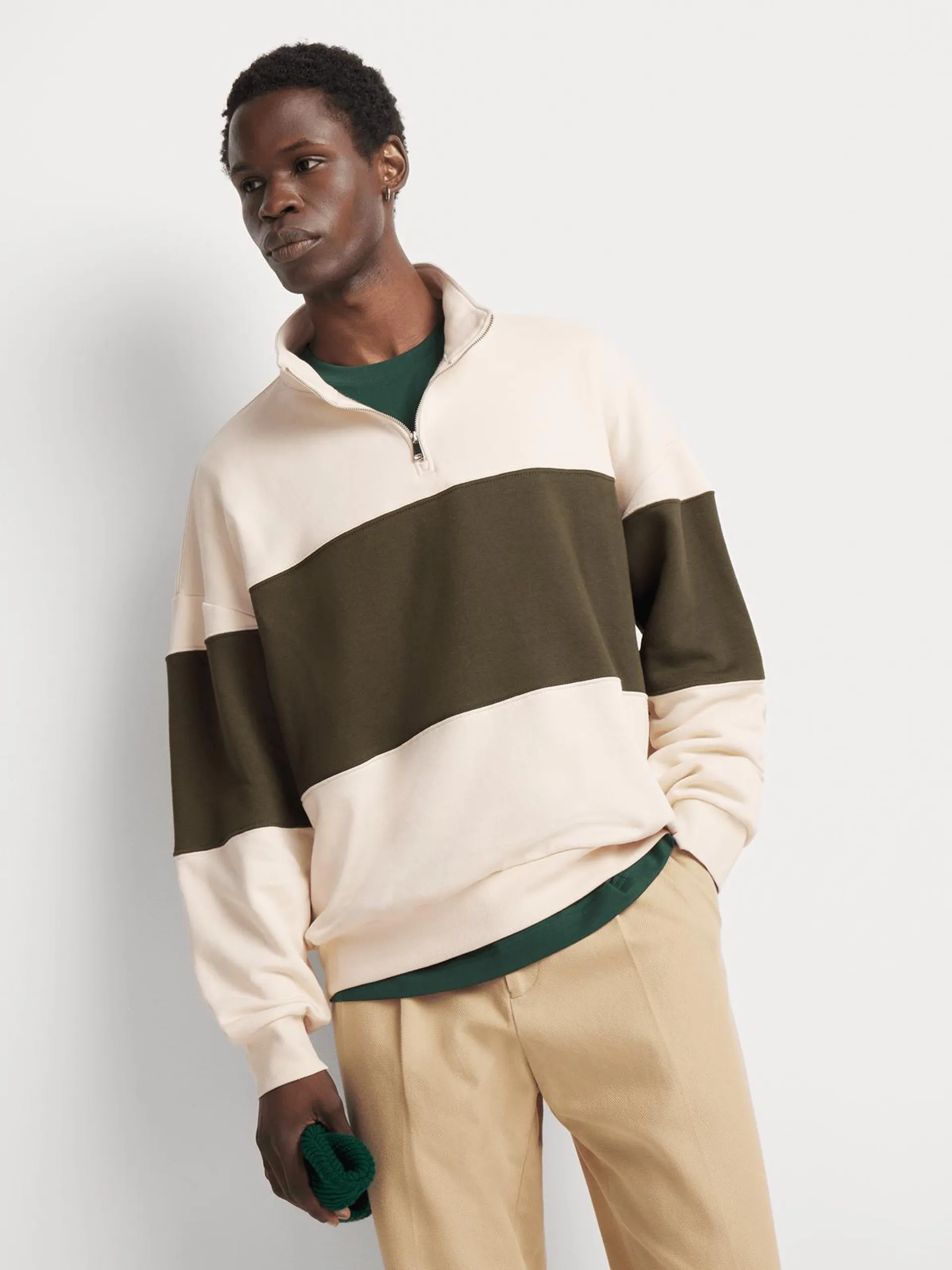 Markham Men's Colourblock Fatigue/Stone Sweatshirt