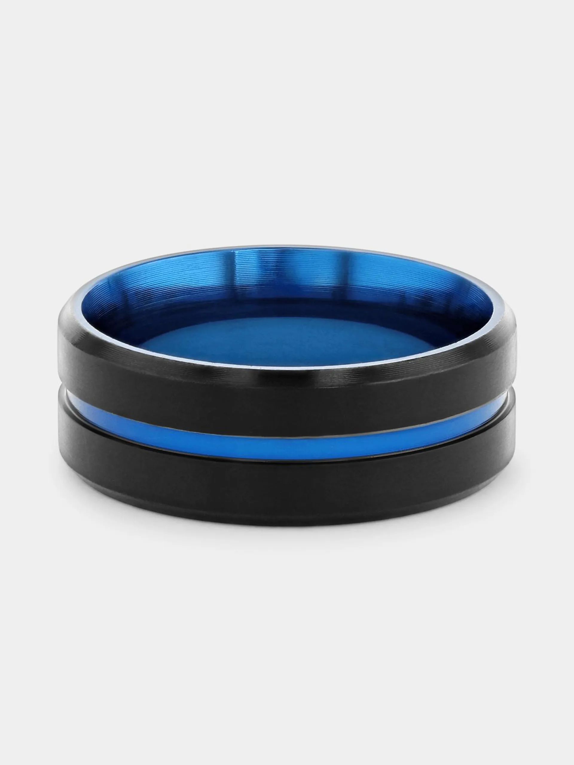 Blue Plated Stainless Steel Centre Stripe Ring