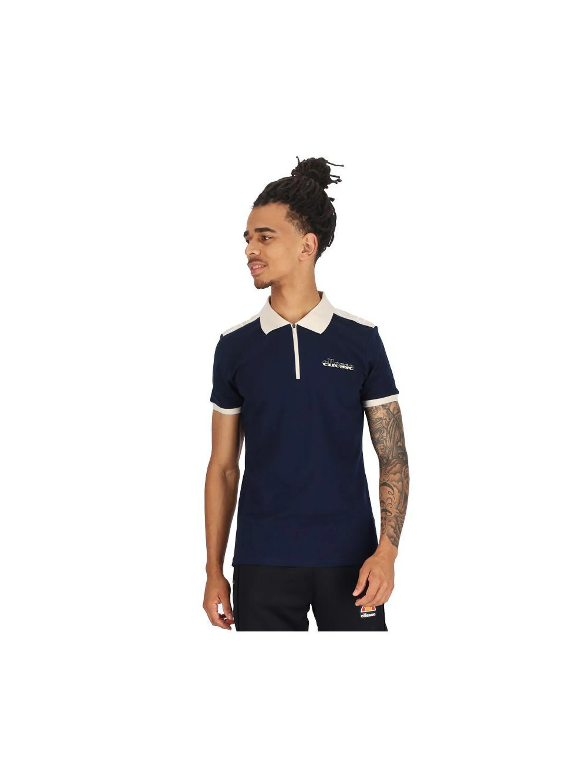 Ellesse Shoulder Stripe Palla Logo Mens Golfer Dress Blue