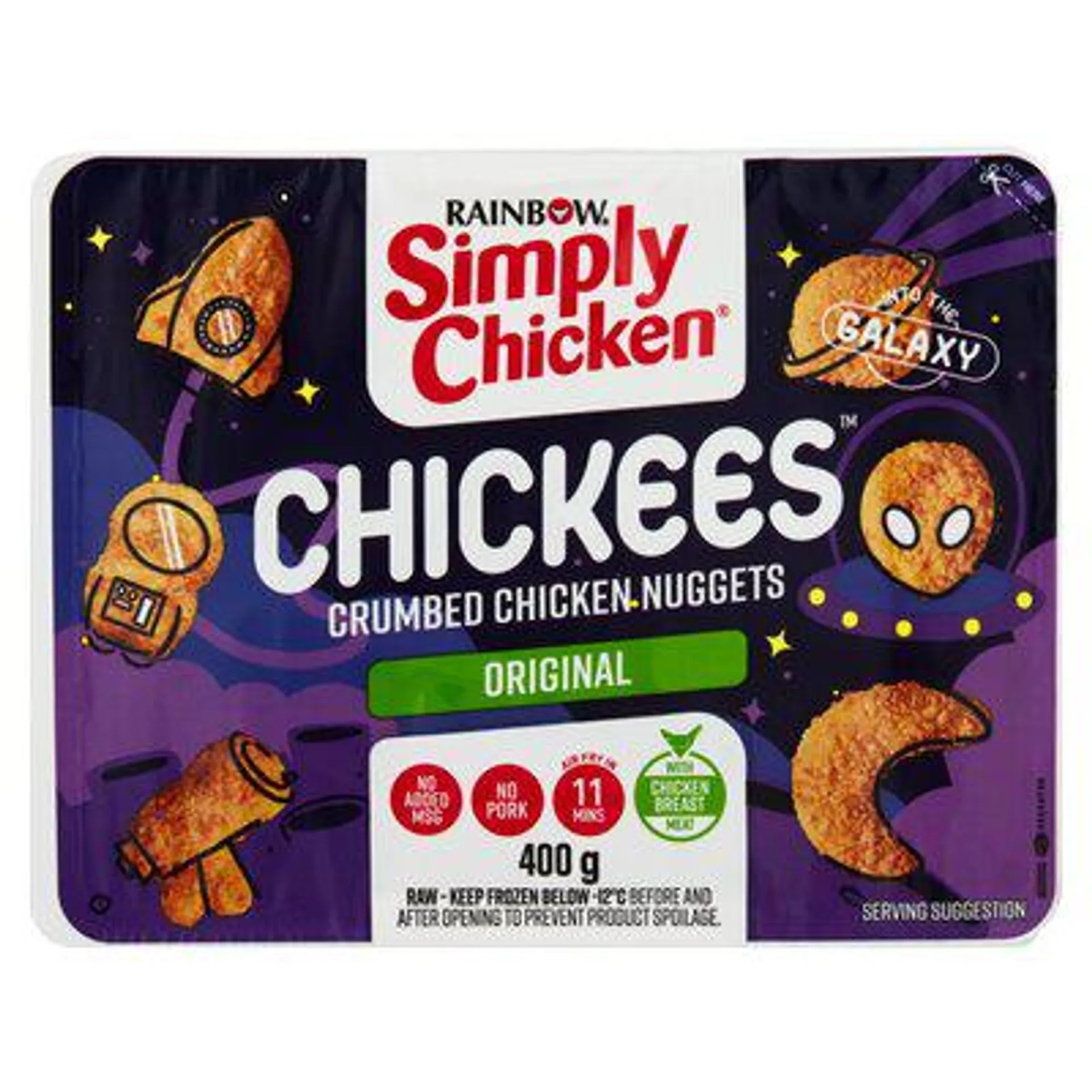 Rainbow Simply Chicken Into The Galaxy Chickees Crumbed Chicken Nuggets 400g