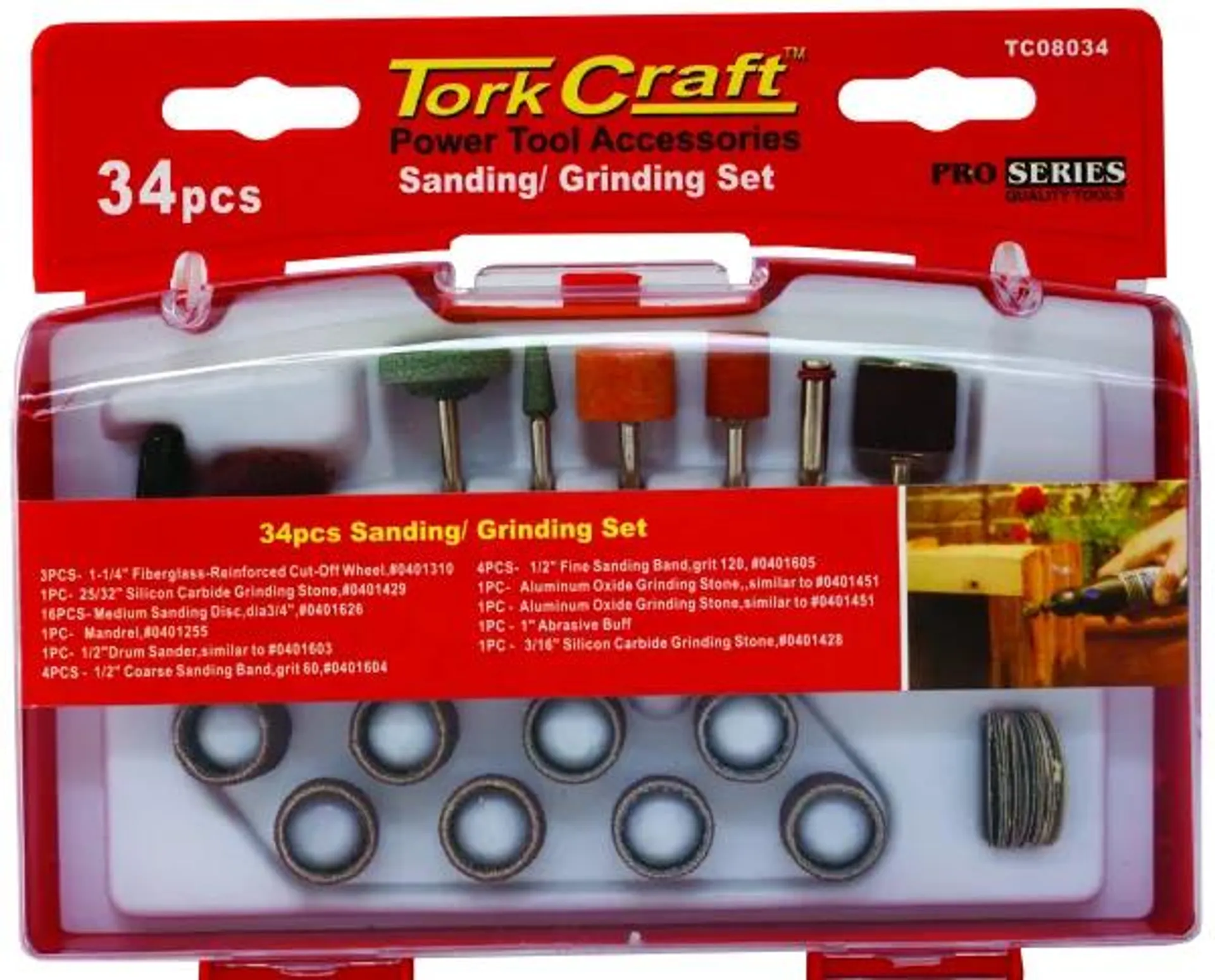 Tork Craft Sanding & Grinding Set 34Pce Mini TC08035