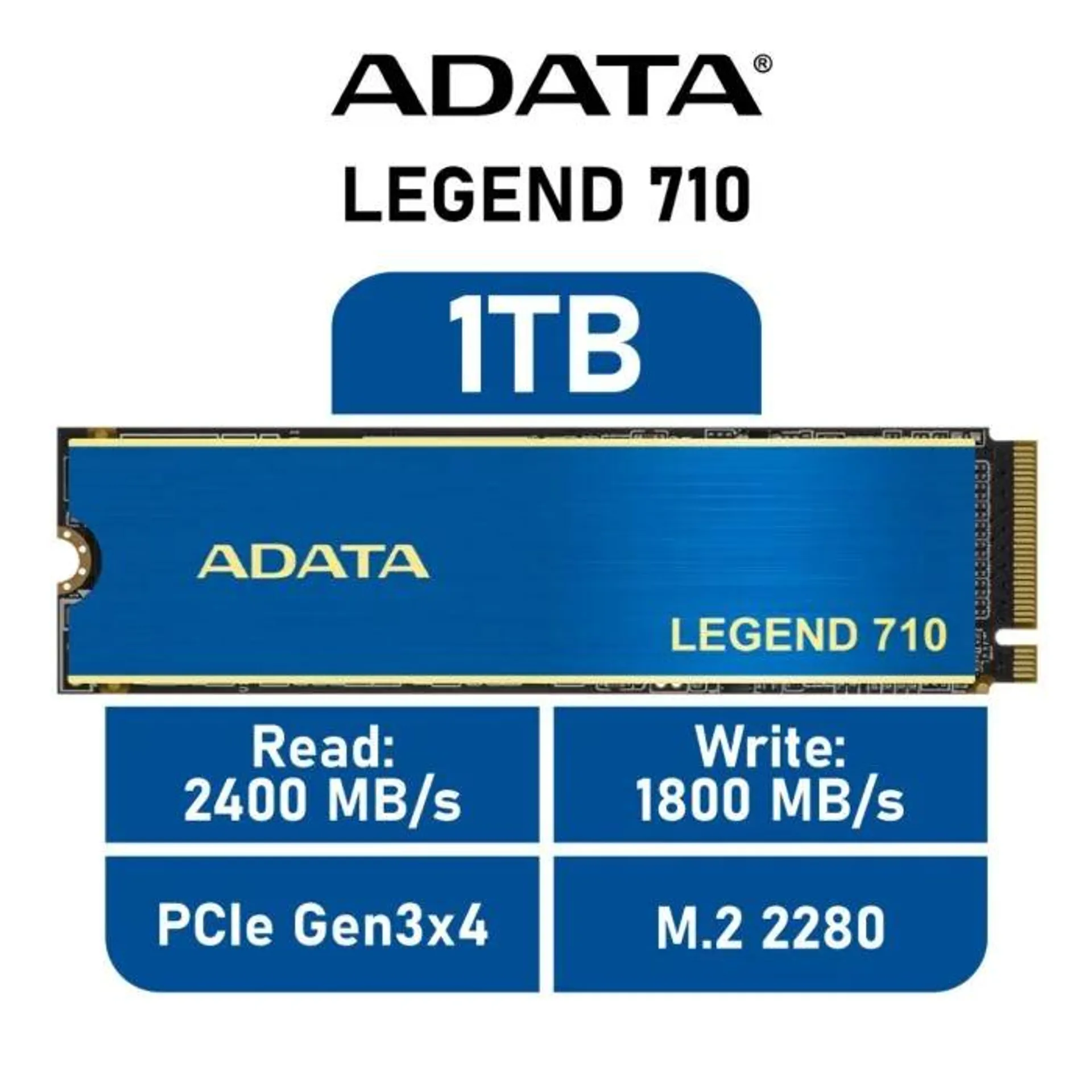 ADATA LEGEND 710 1TB PCIe Gen3x4 ALEG-710-1TCS M.2 2280 Solid State Drive
