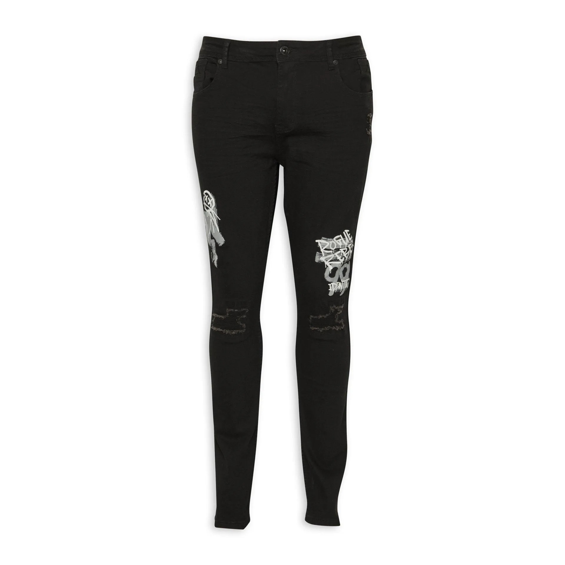 Black Graffiti Print Skinny Jeans