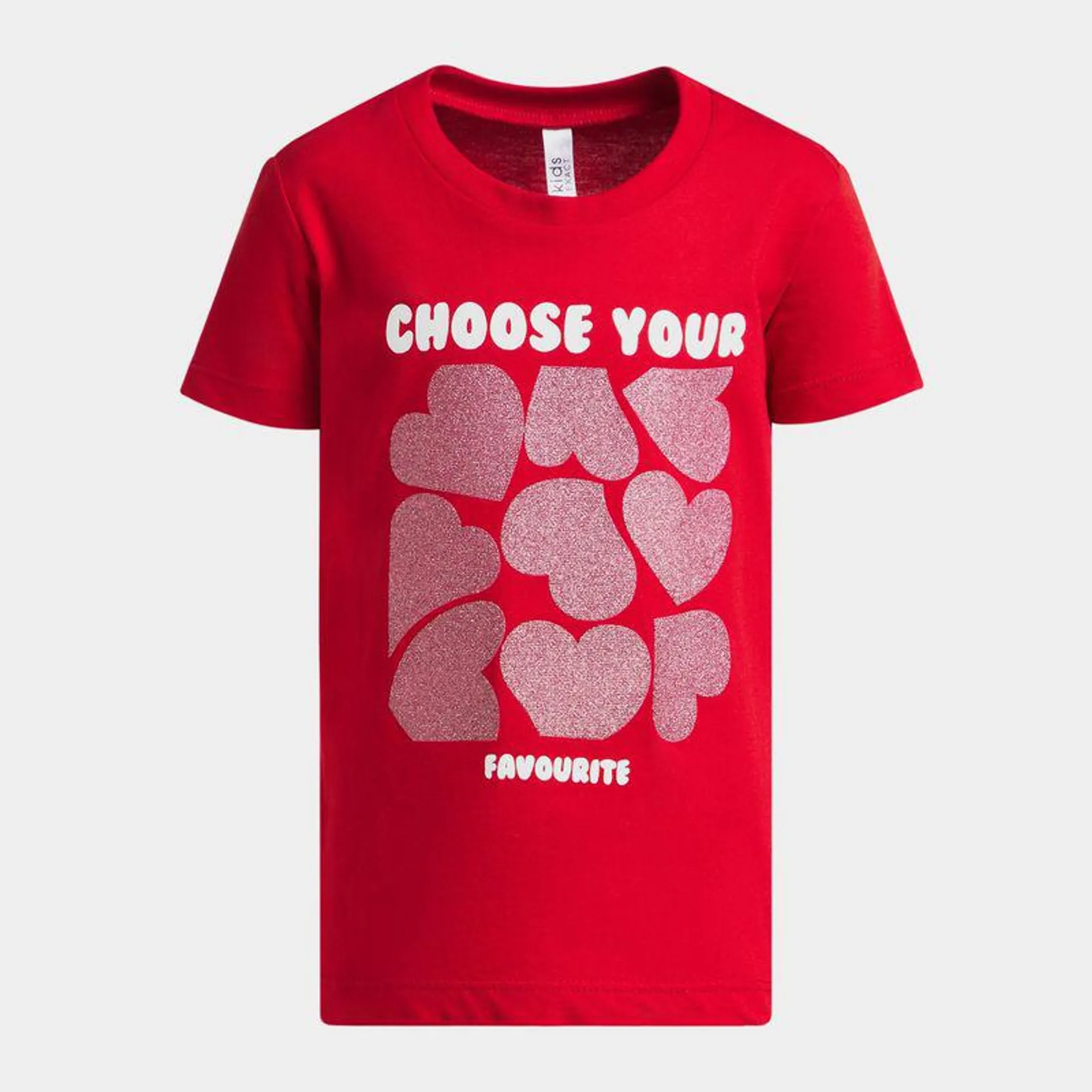 Younger Girl's Red Graphic Print T-Shirt