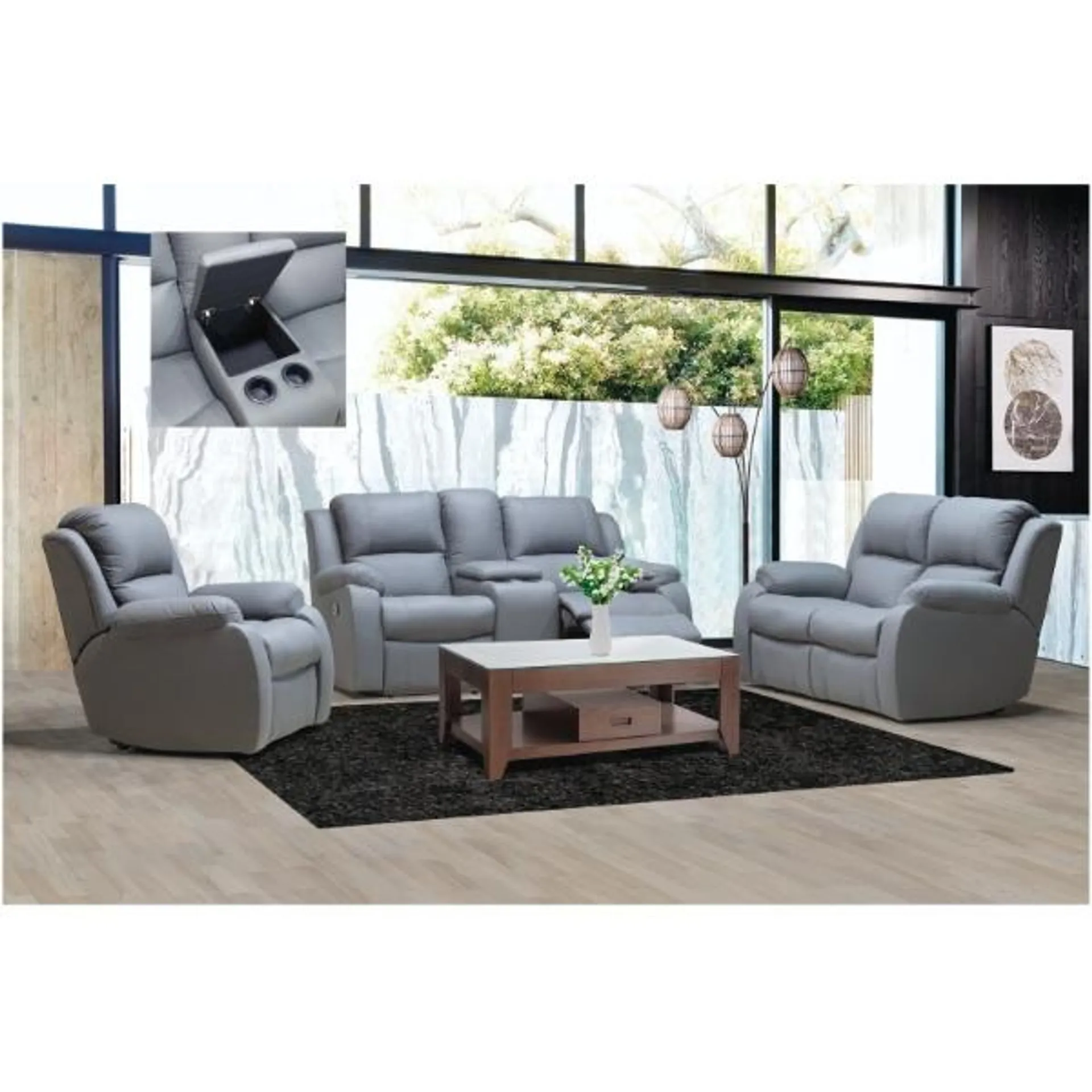 St Claire 3Pce 2 Motion Lounge Suite Grey