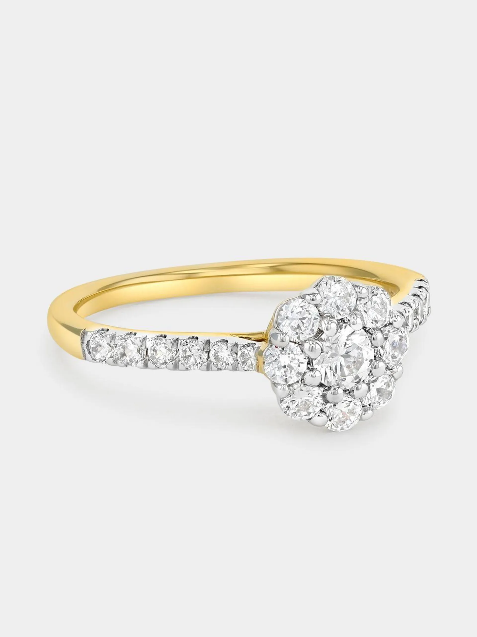 Yellow Gold 0.7ct Lab Grown Diamond Flower Ring