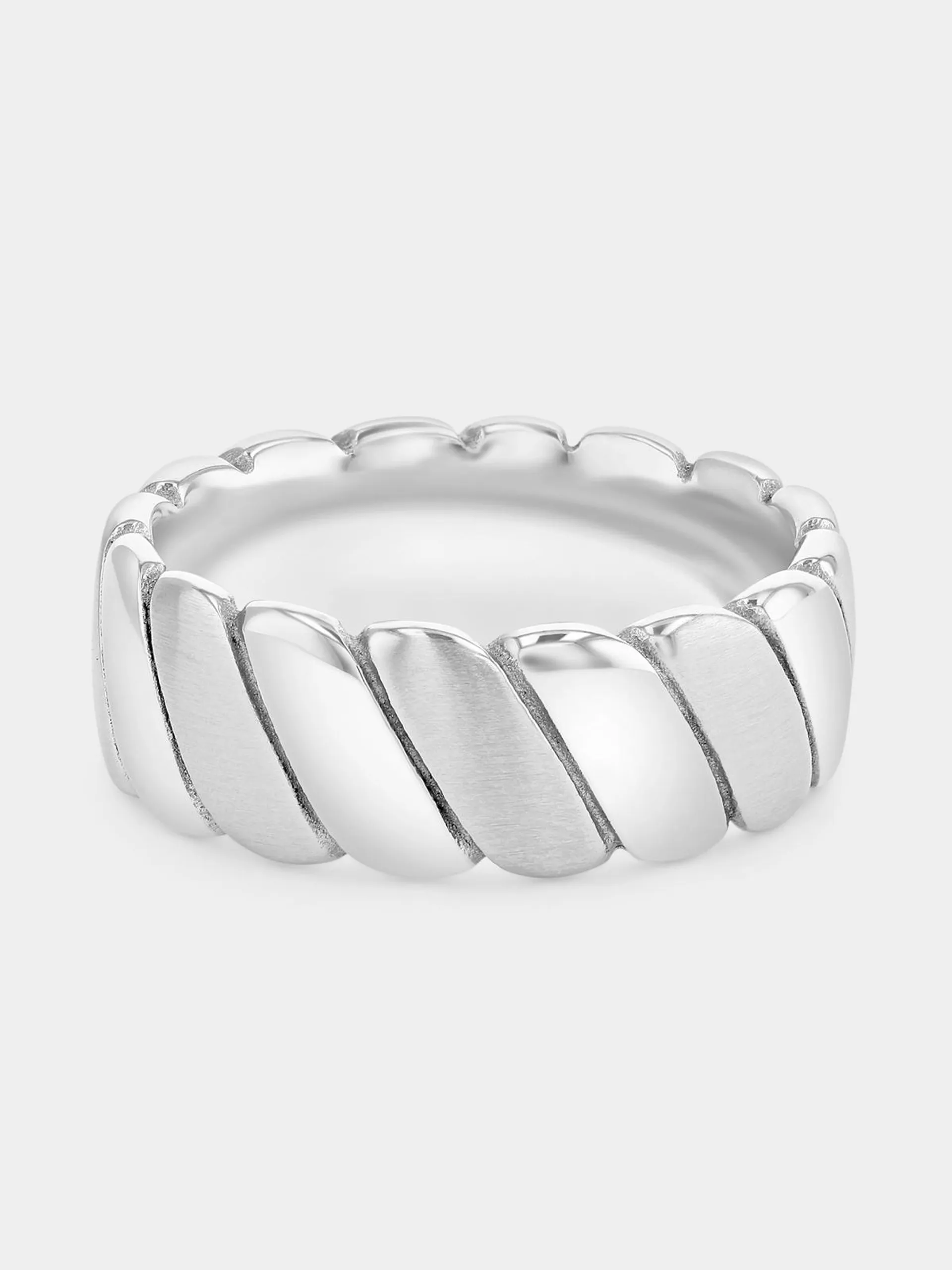 Stainless Steel Dual Texture Rope Ring