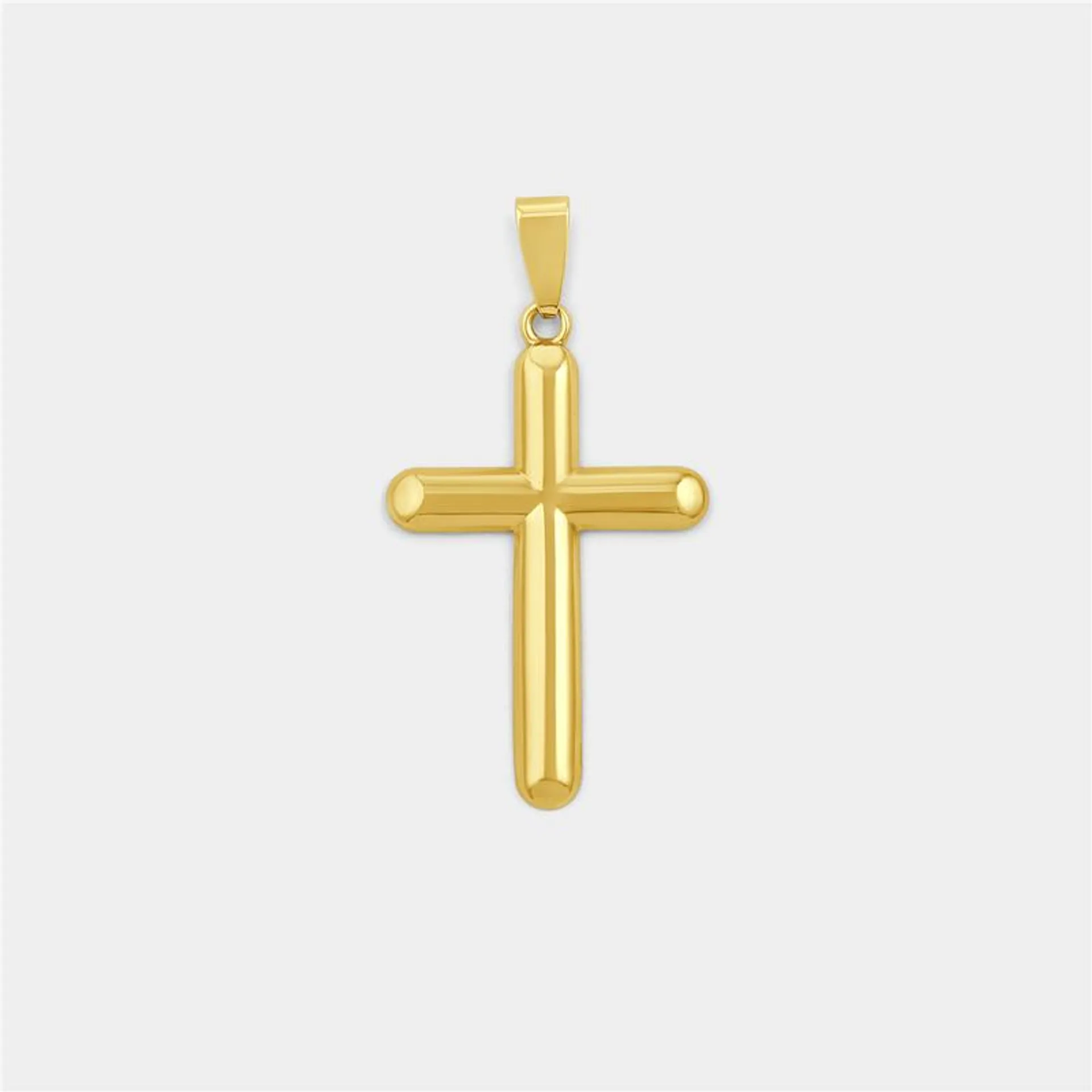 Yellow Gold Plain Bold Cross Pendant off chain