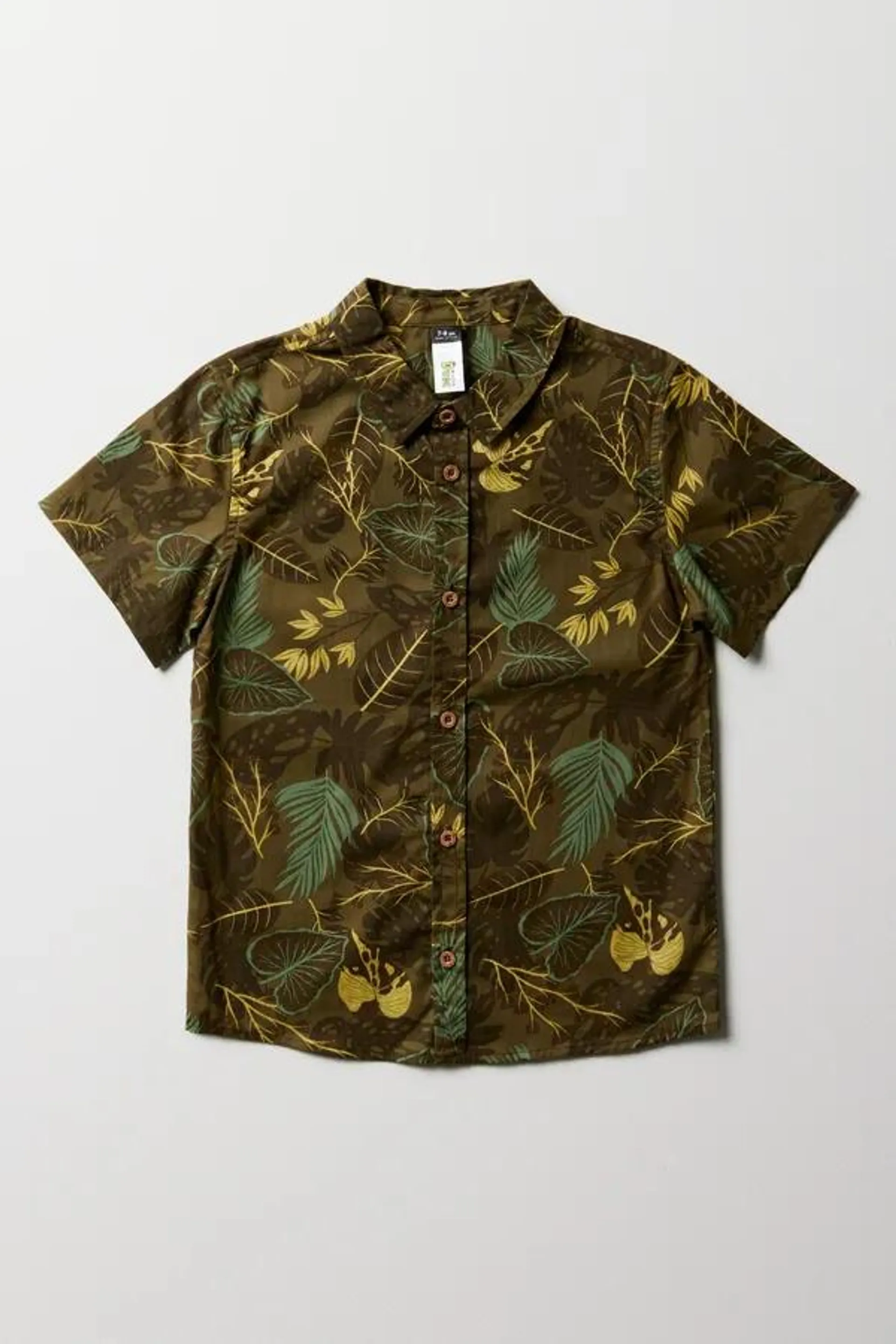 Floral short sleeve shirt green