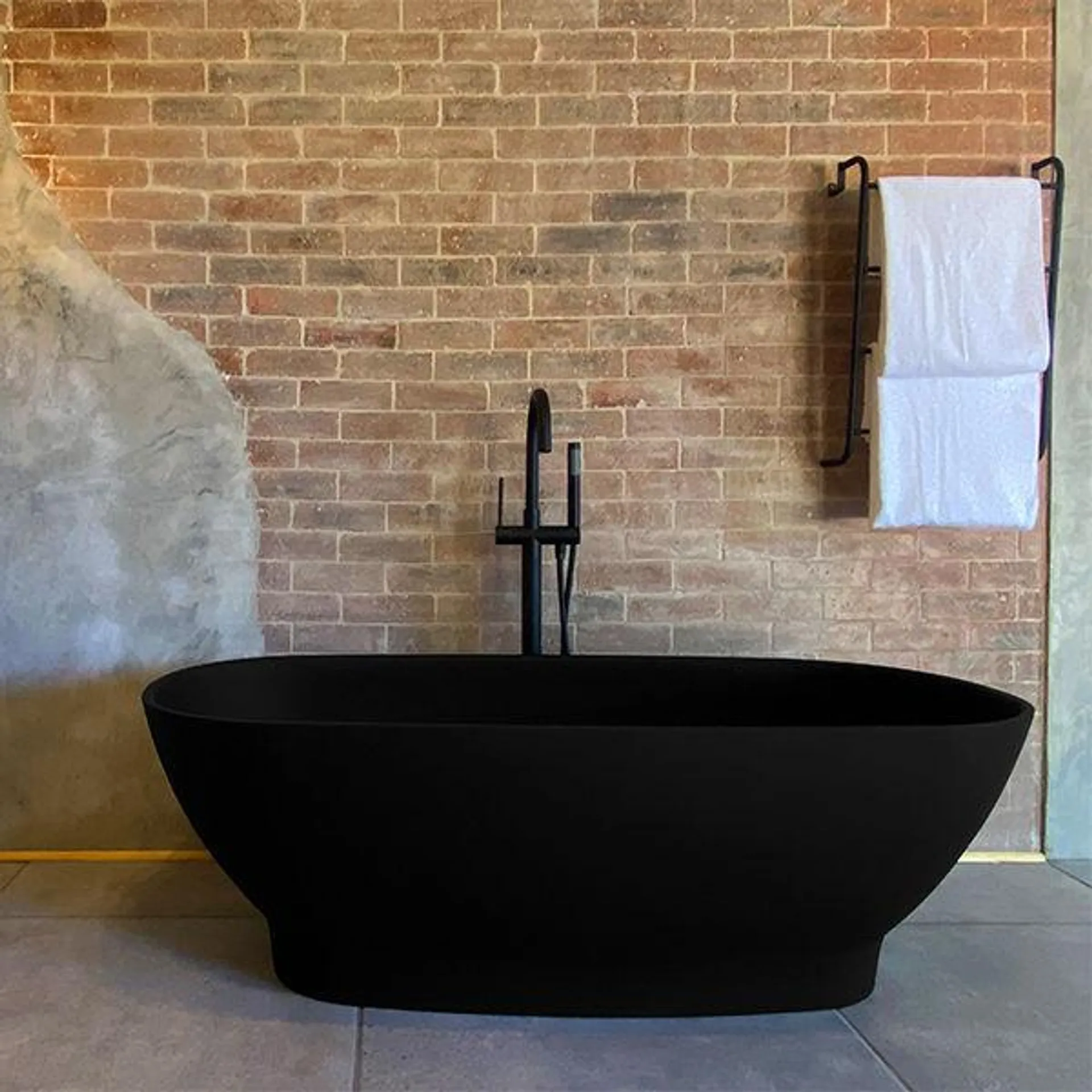 Ovale ThruColour Midnight Quartz Freestanding Bath + Basin Combo