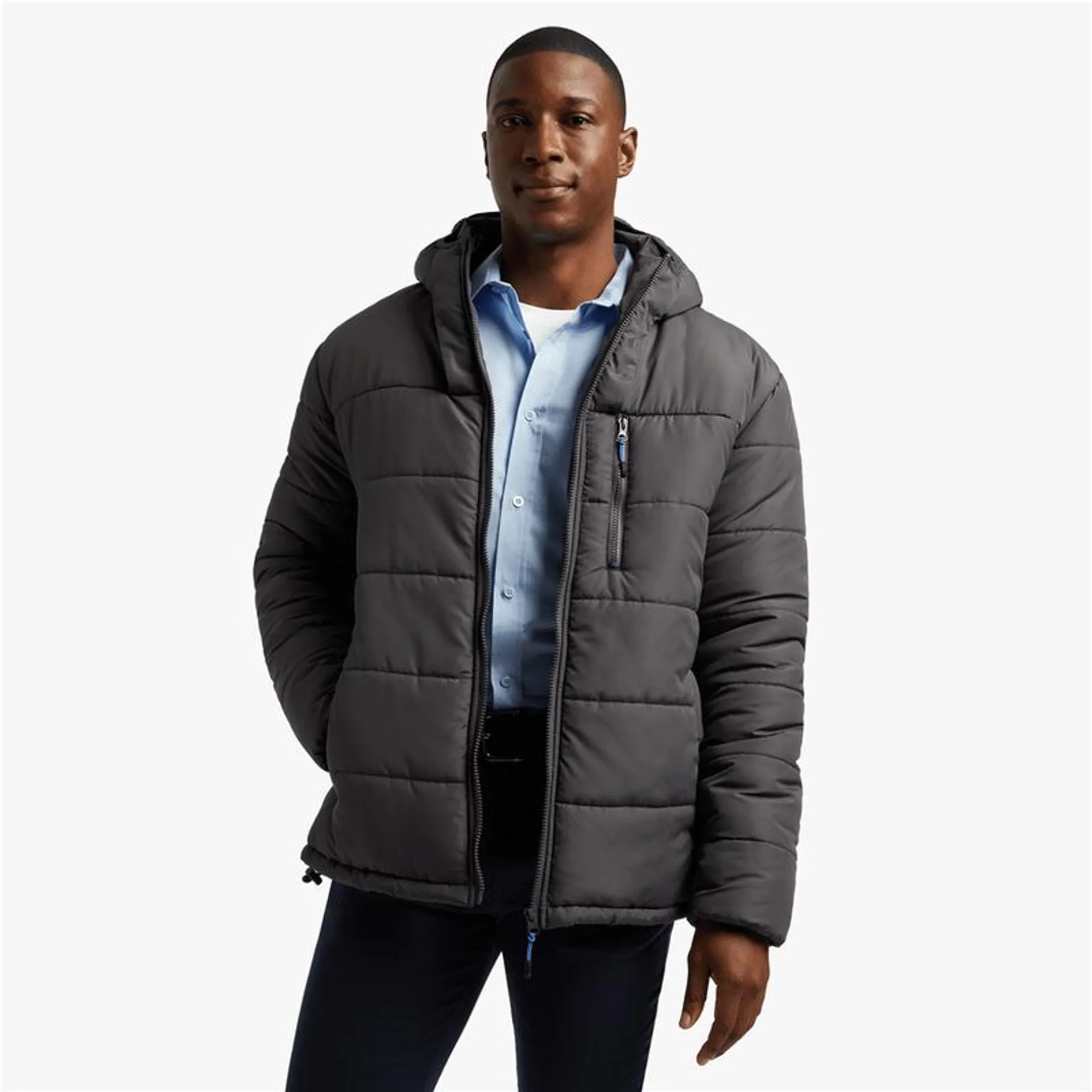 Men's Charcoal Hooded Puffer Jacket