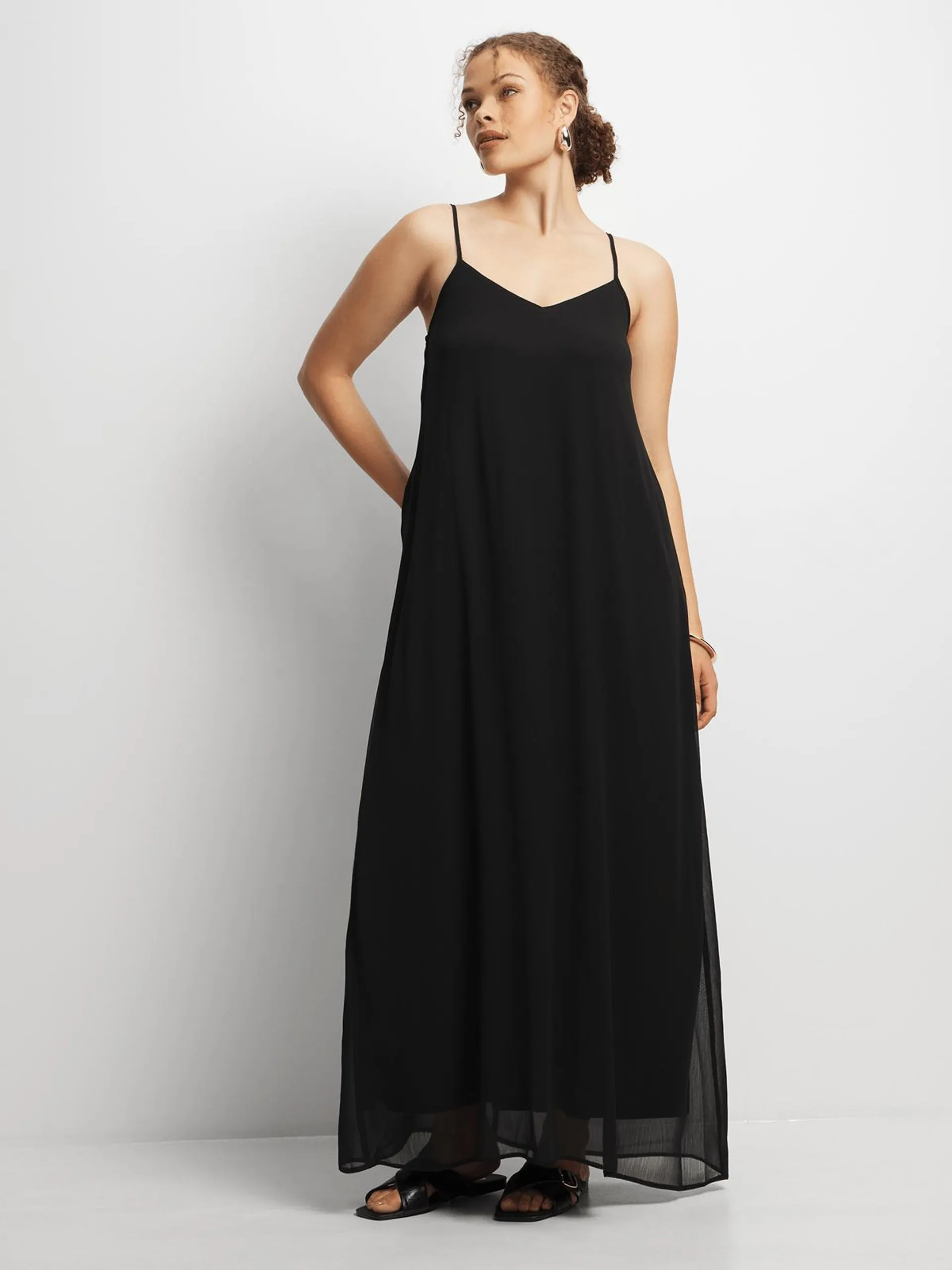 Jet Women's Black Chiffon Slip Dress