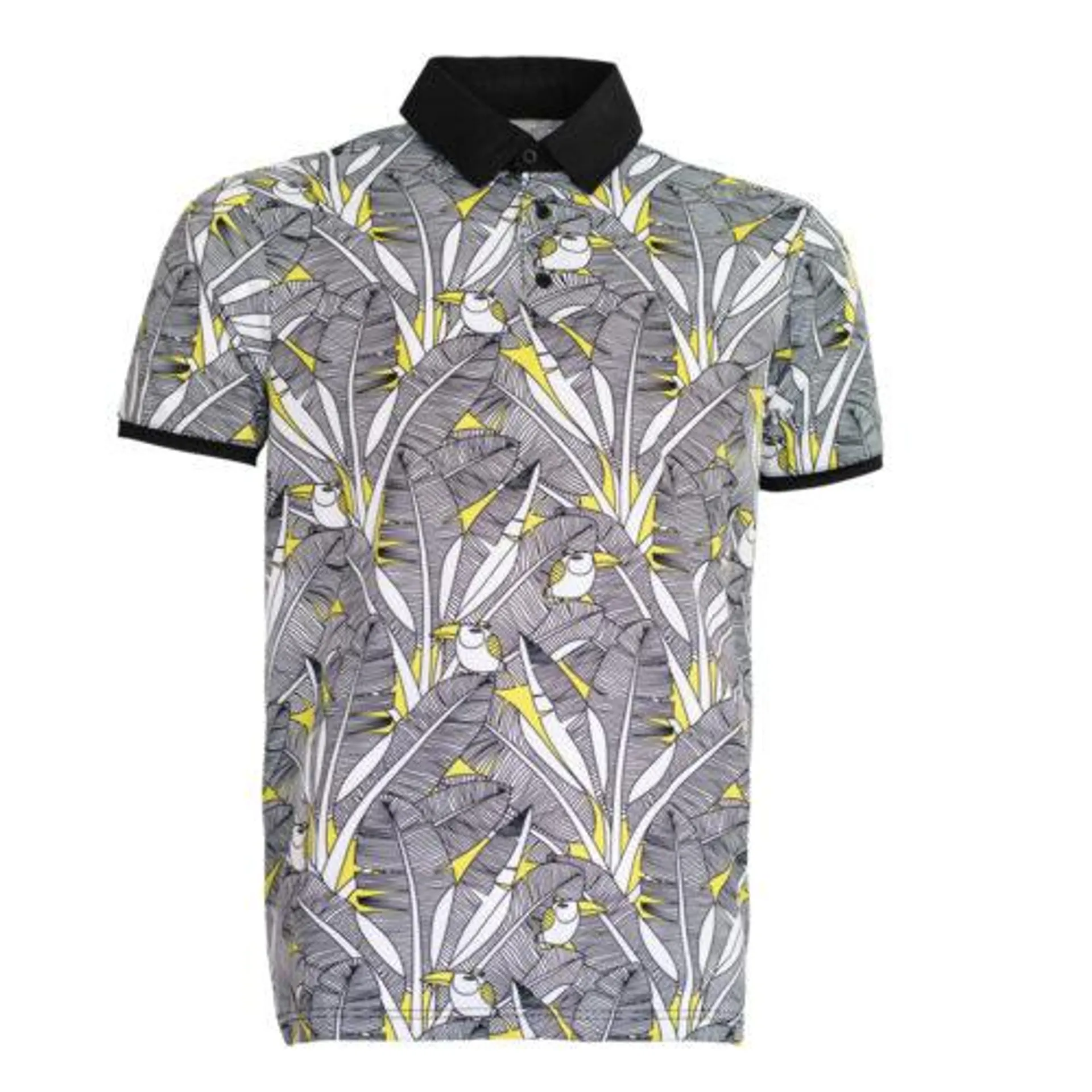 Cross Creek Palm Shirt – Black/White/Yellow