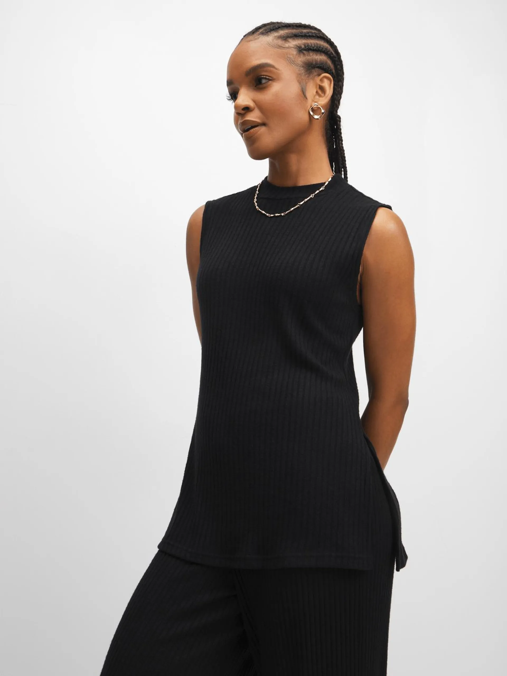 Jet Women's Black Ribbed Top