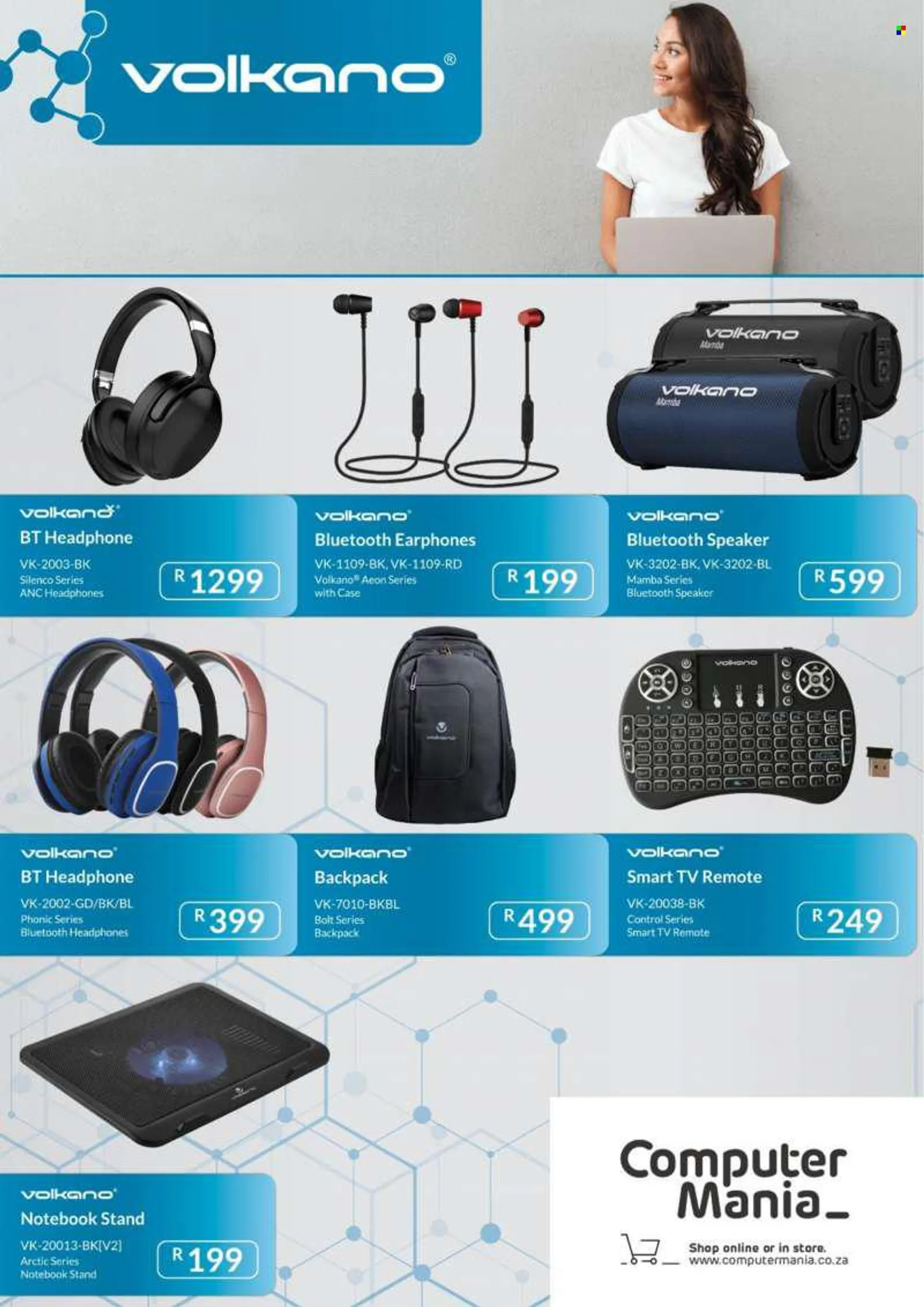 Computer Mania catalogue  - 01/08/2022 - 31/08/2022 - Sales products - notebook, computer, speaker, bluetooth speaker, headphones, Volkano, backpack. Page 60.