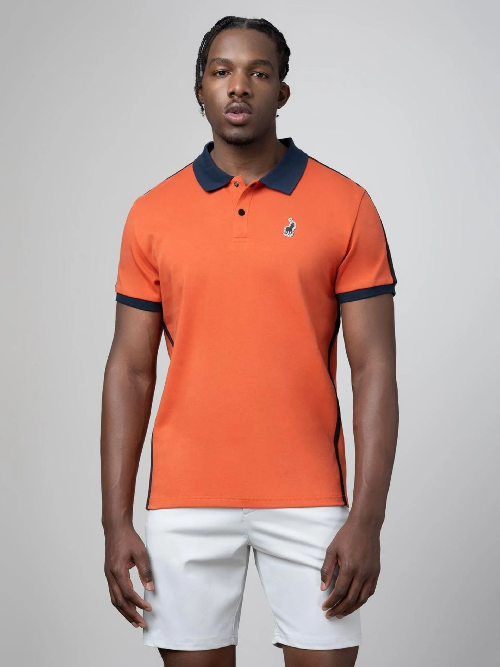 Men's Polo Orange Sport Branded Tape Golfer