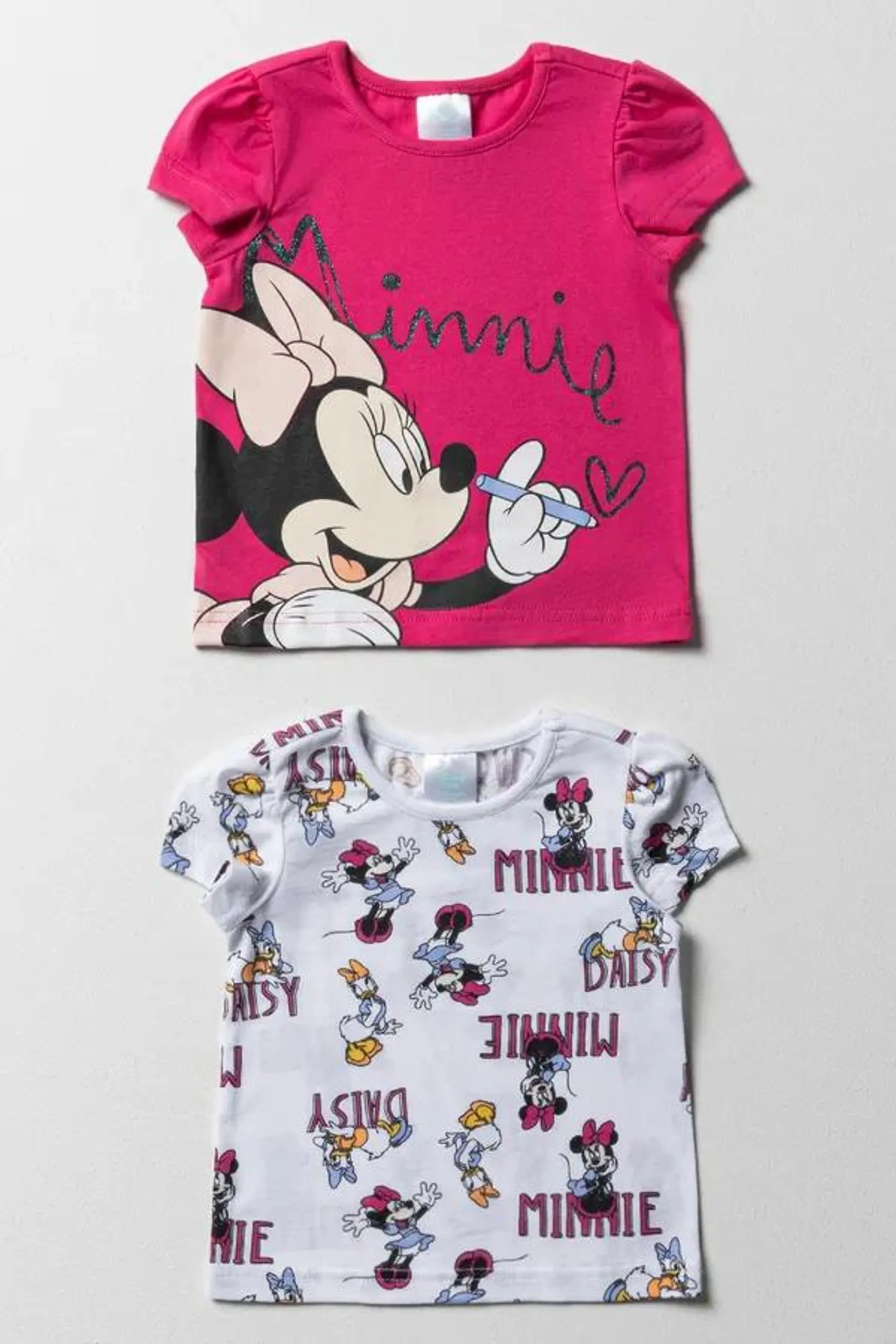 Minnie Mouse 2 pack short sleeve t-shirts white & pink