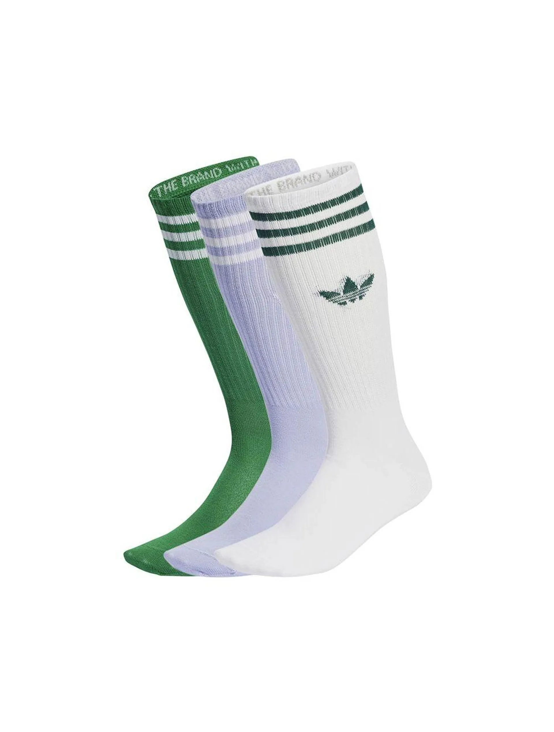 adidas Originals Solid Crew Socks 3 Pairs Violet Tone / Green / White