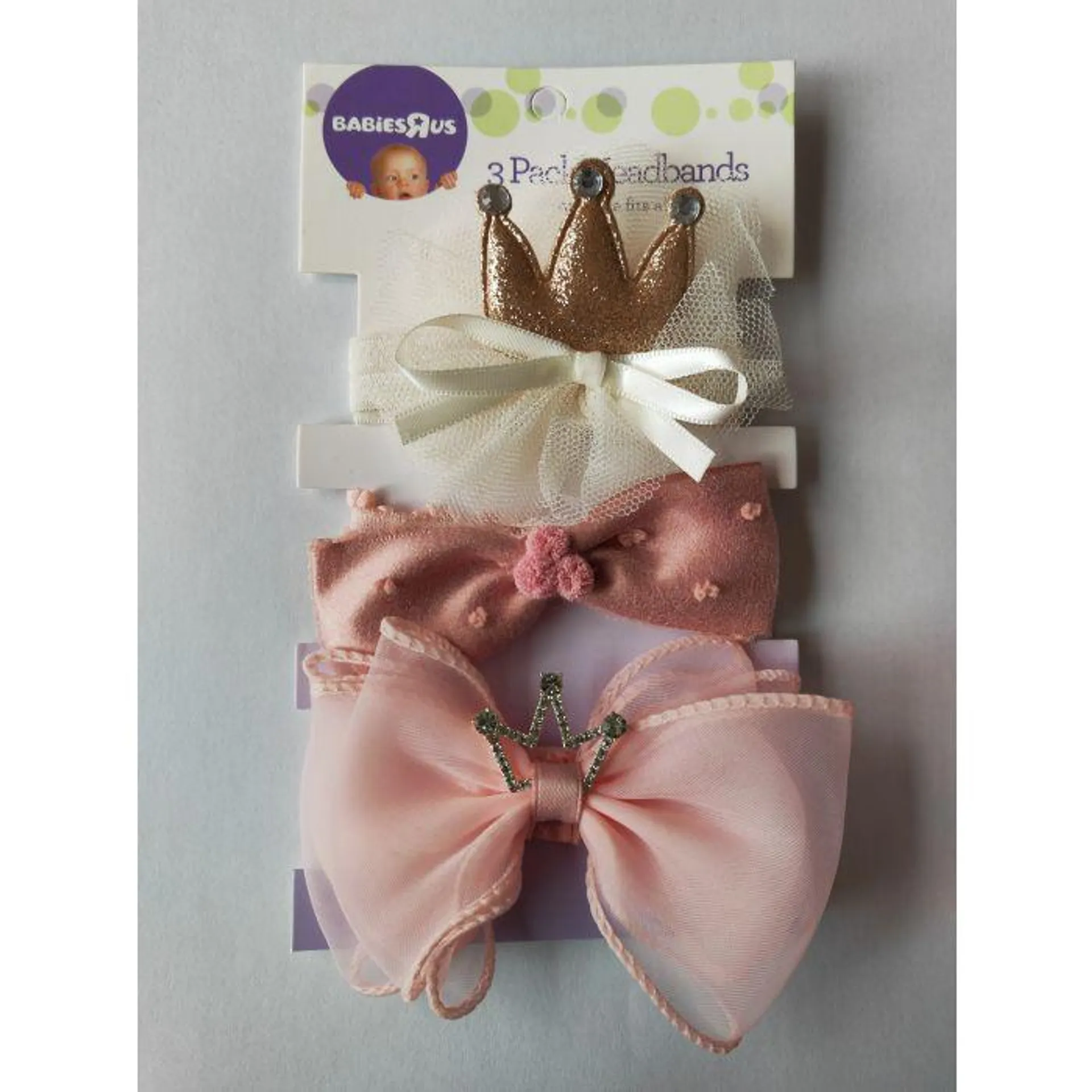 3Pk Pink/Gold Headband Set