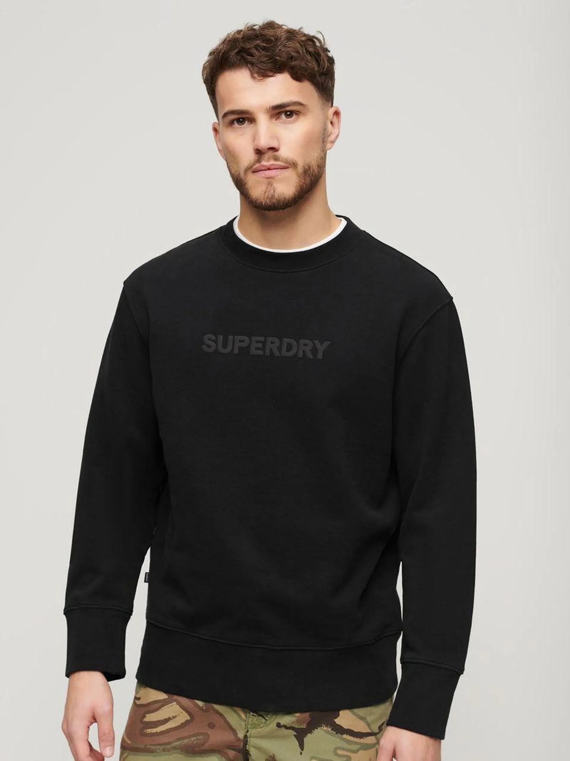 Men's Superdry Black Sport Loose Crew Sweatshirt