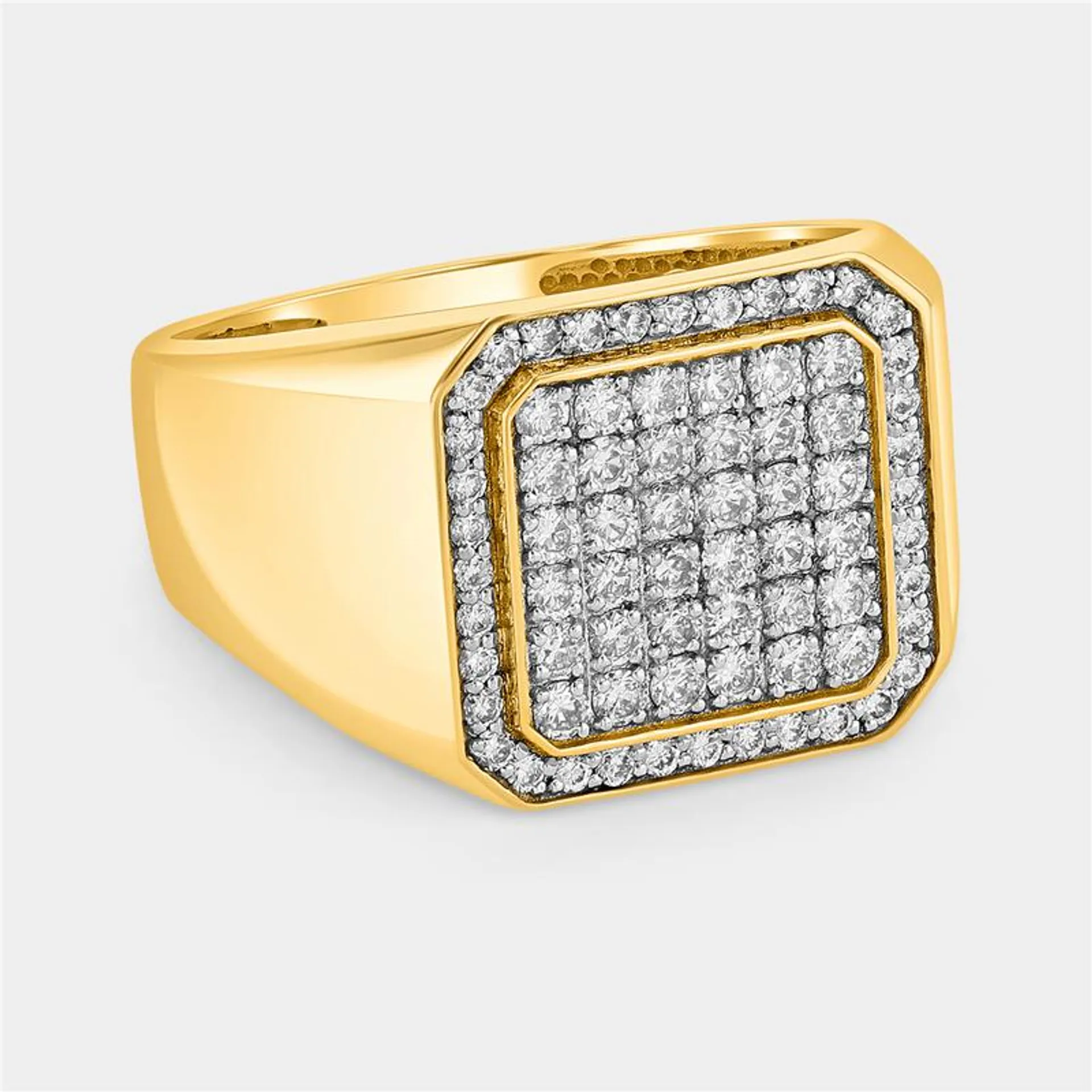 Yellow Gold 1.00ct Lab Grown Diamond Cushion Cluster Ring