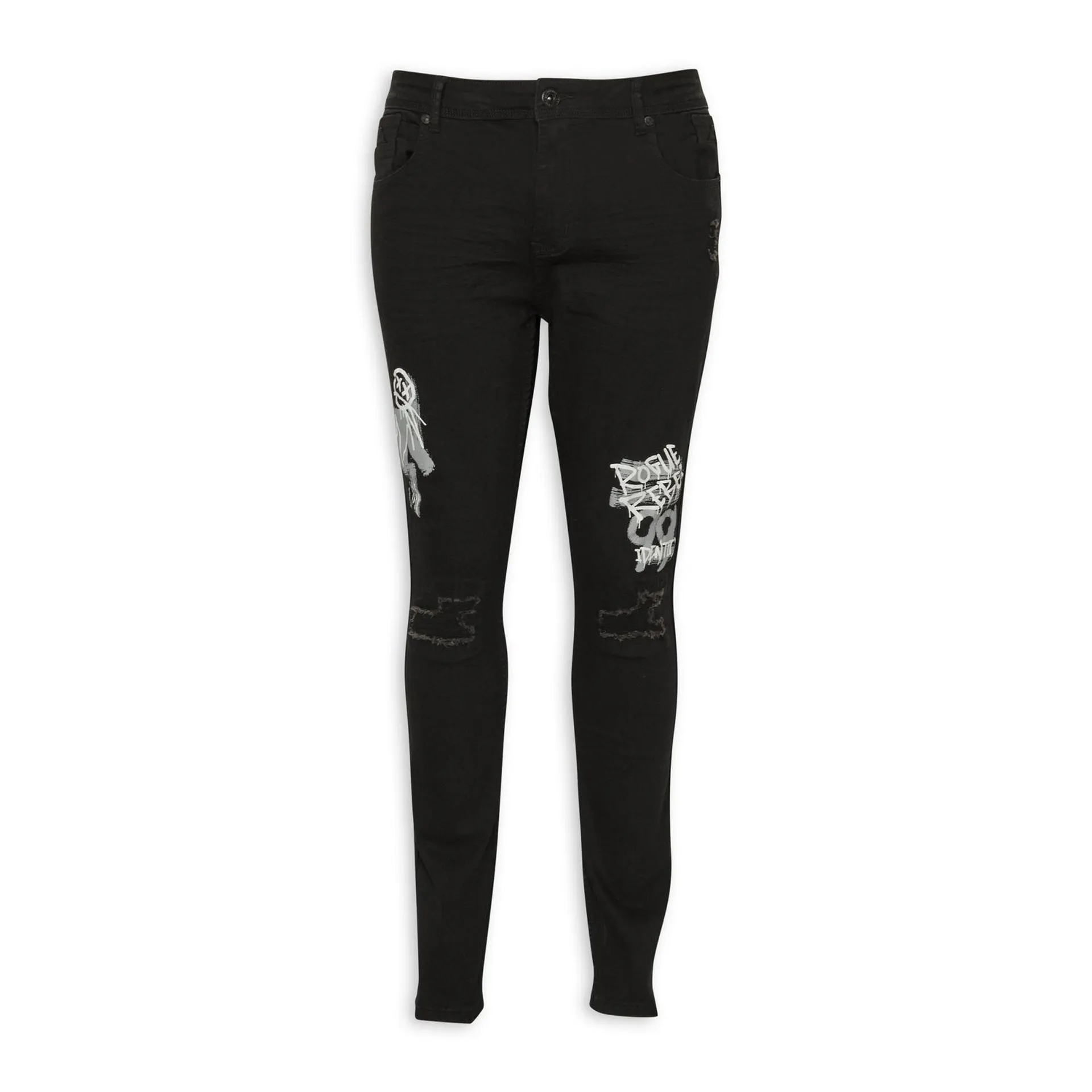 Black Graffiti Print Skinny Jeans