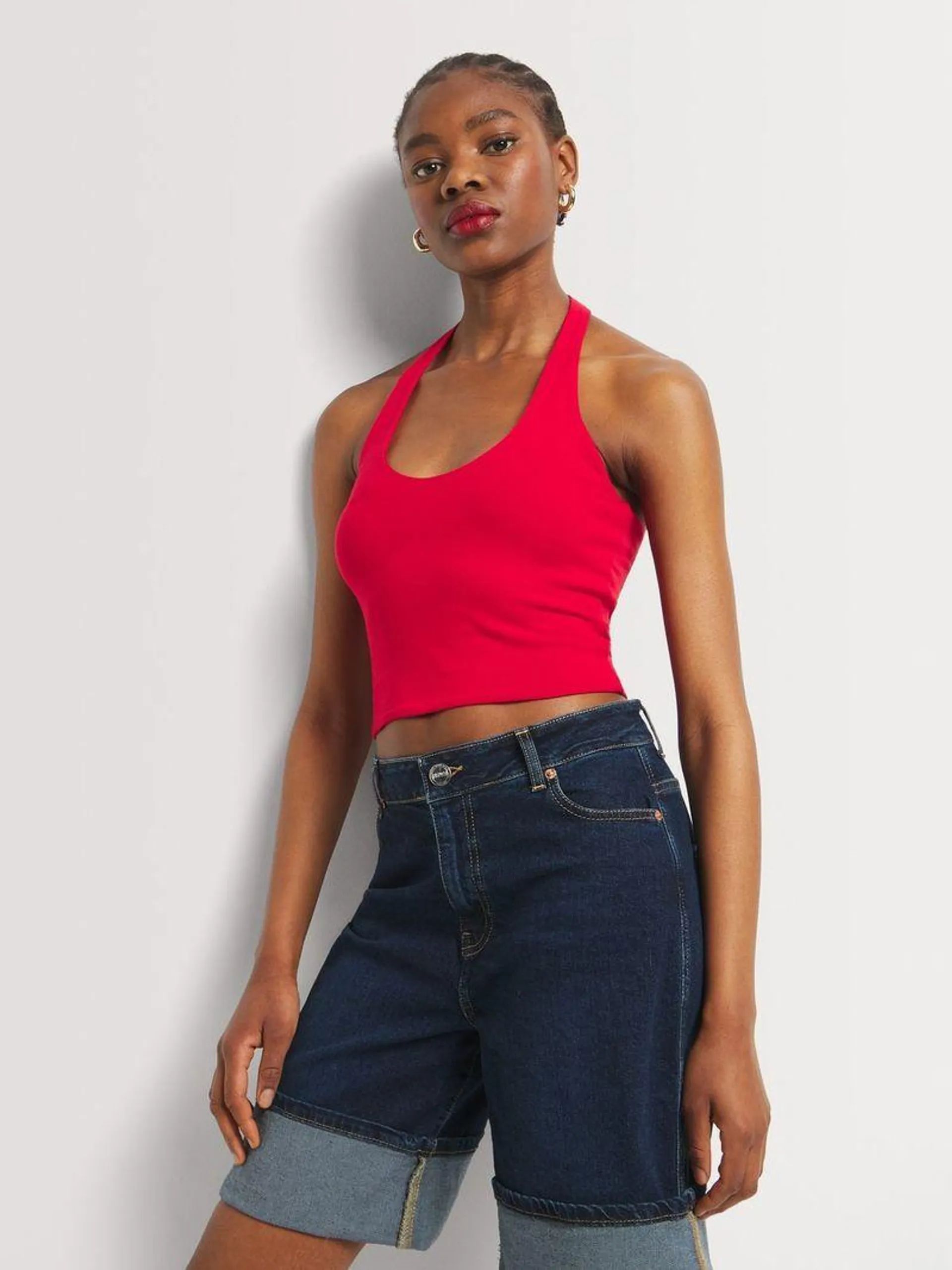 Y&G Cotton Lycra Halter Neck Top